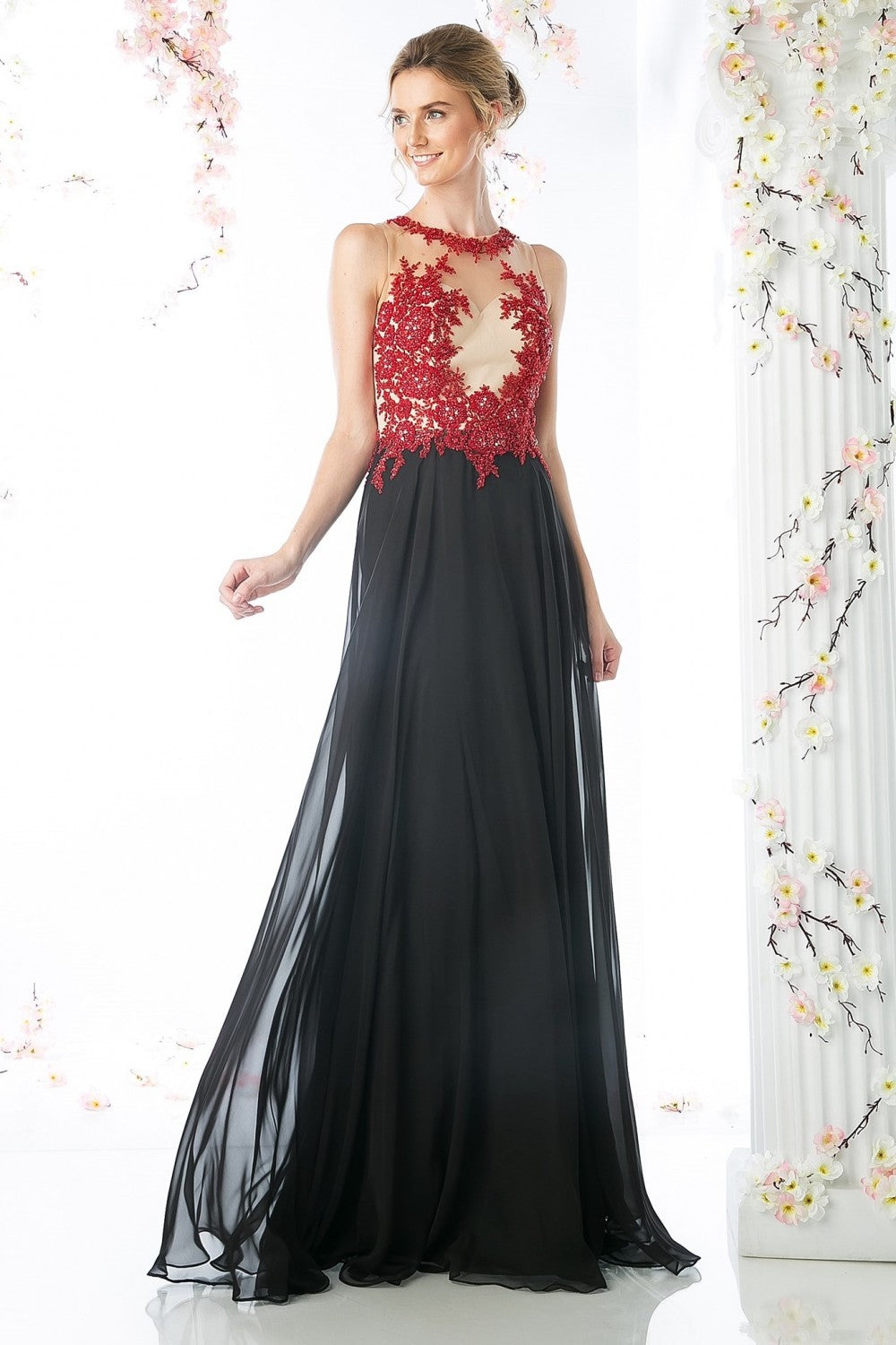 MyFashion.com - Lace Bodice Chiffon Sheath Dress(CJ111) - Cinderella Divine promdress eveningdress fashion partydress weddingdress 
 gown homecoming promgown weddinggown