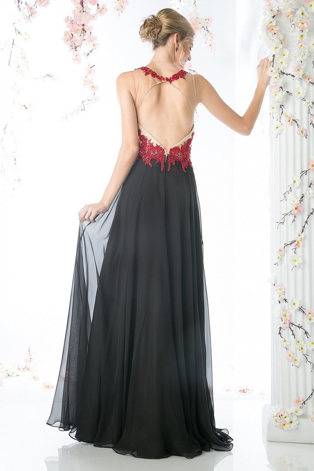 MyFashion.com - Lace Bodice Chiffon Sheath Dress(CJ111) - Cinderella Divine promdress eveningdress fashion partydress weddingdress 
 gown homecoming promgown weddinggown