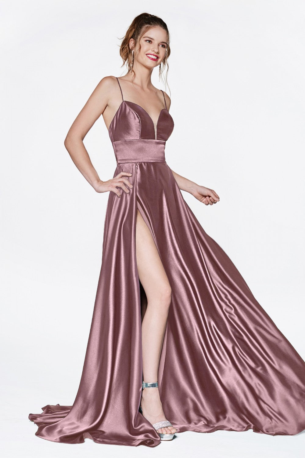 MyFashion.com - A-line gown with deep sweetheart neckline and leg slit.(CJ523) - Cinderella Divine promdress eveningdress fashion partydress weddingdress 
 gown homecoming promgown weddinggown 