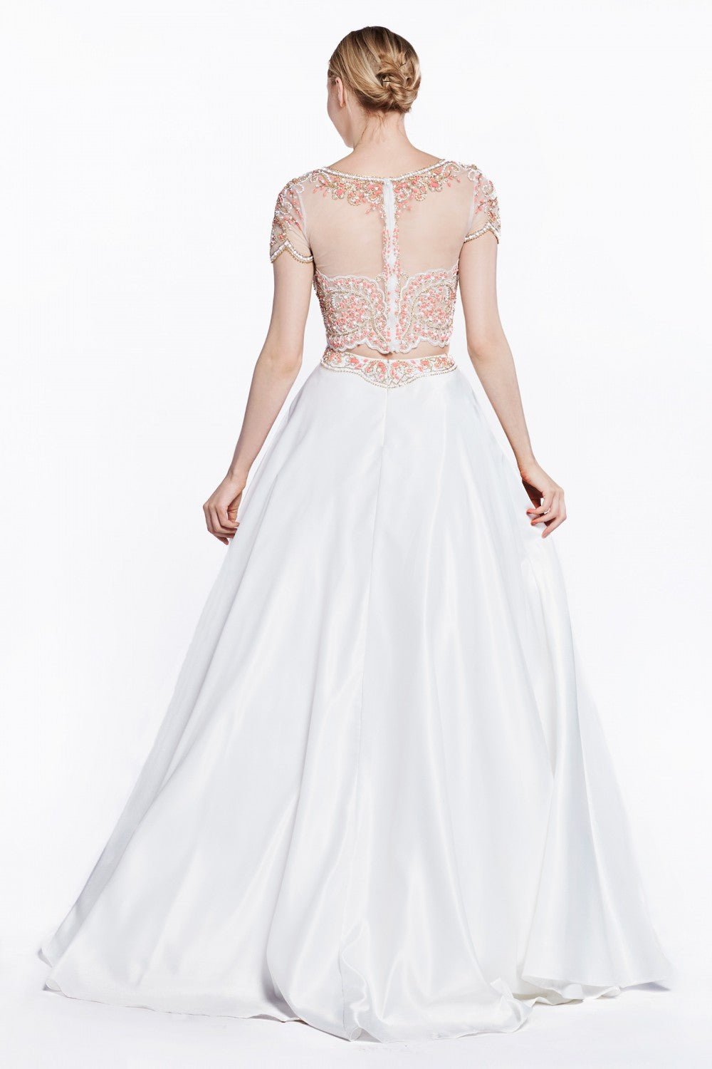 Beaded 2 Piece Satin Ball Gown by Cinderella Divine -CK35