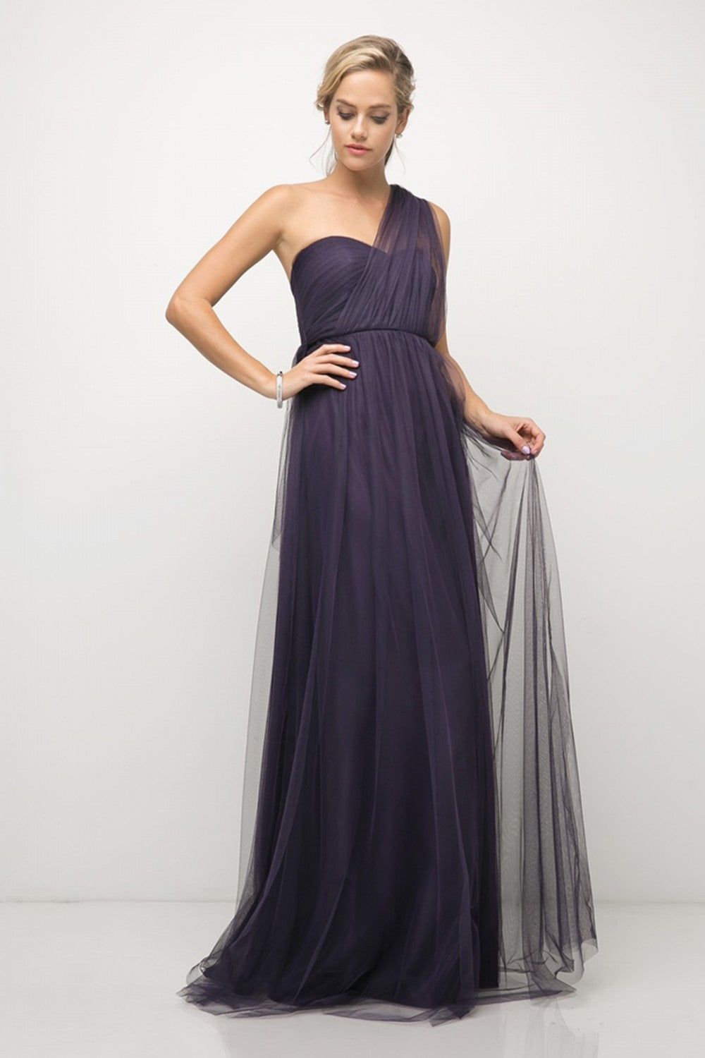 Pleated Long Convertible Tulle Dress By Cinderella Divine -ET322