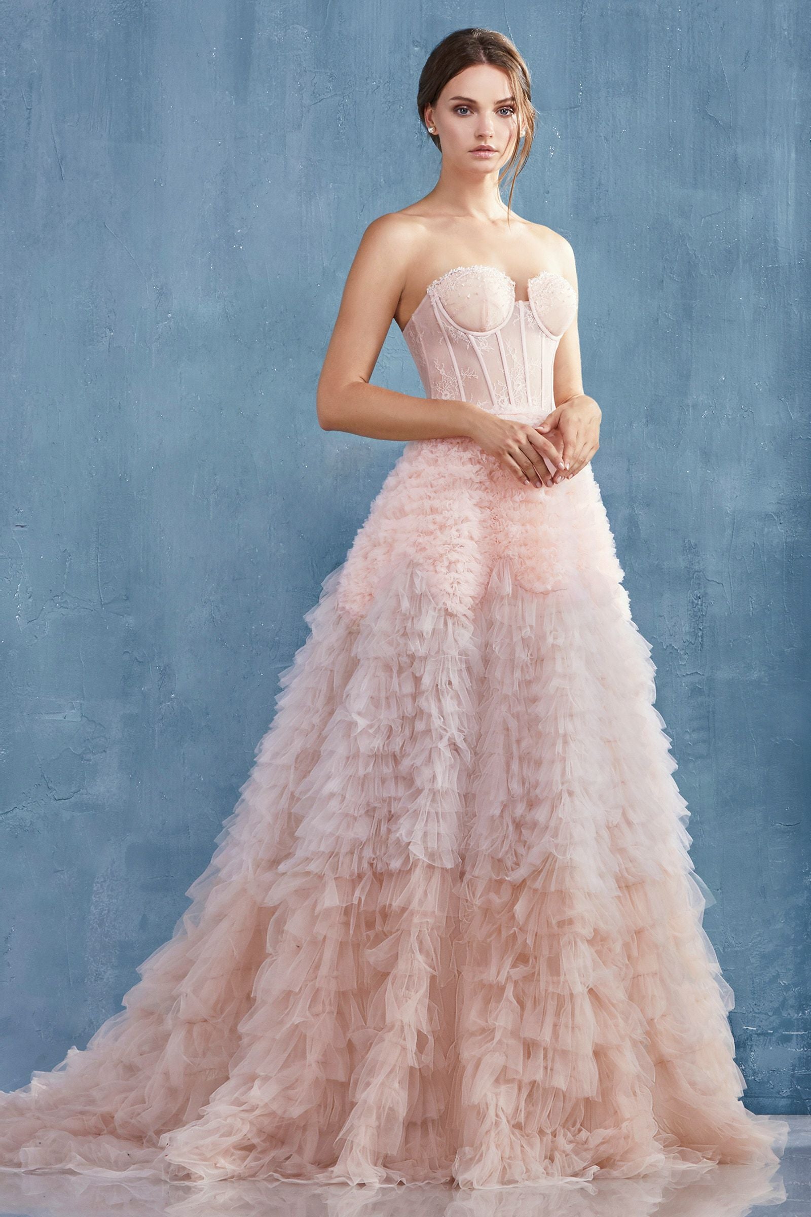 MyFashion.com - STRAPLESS FAUX LACE CORSET WITH A RUFFLED OMBRE BALLGOWN. BACK ZIPPER CLOSURE, SOME STRETCH.( A0767) - Andrea&Leo promdress eveningdress fashion partydress weddingdress
gown homecoming promgown weddinggown