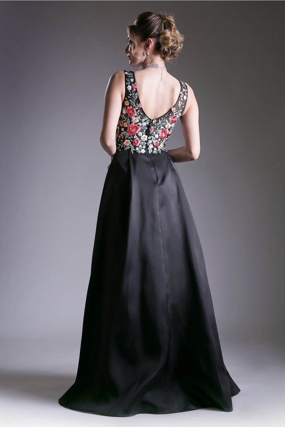 Flower Applique Satin Ball Gown By Cinderella Divine -HW05