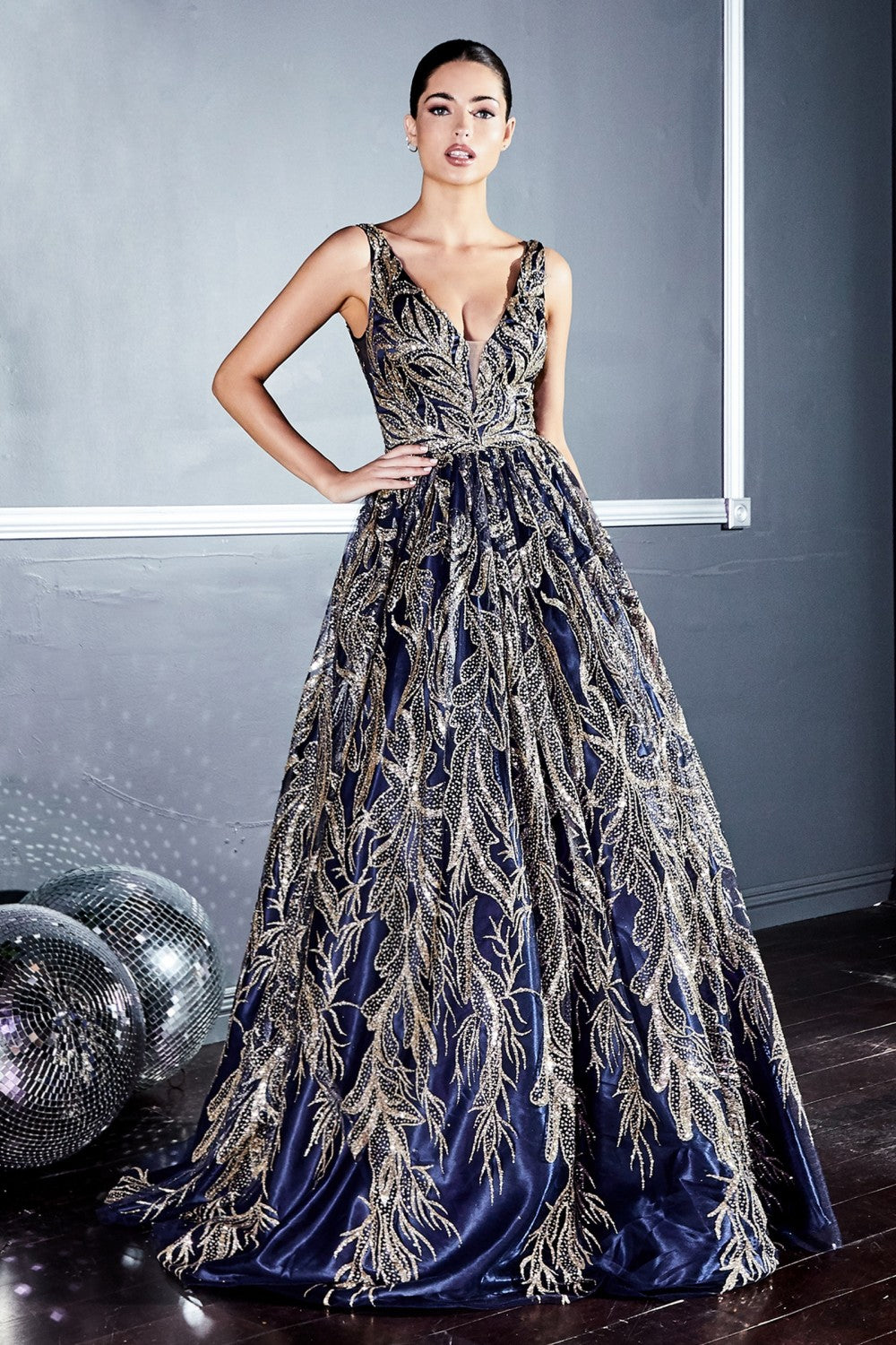 Long Glitter Print Dress By Cinderella Divine -J812