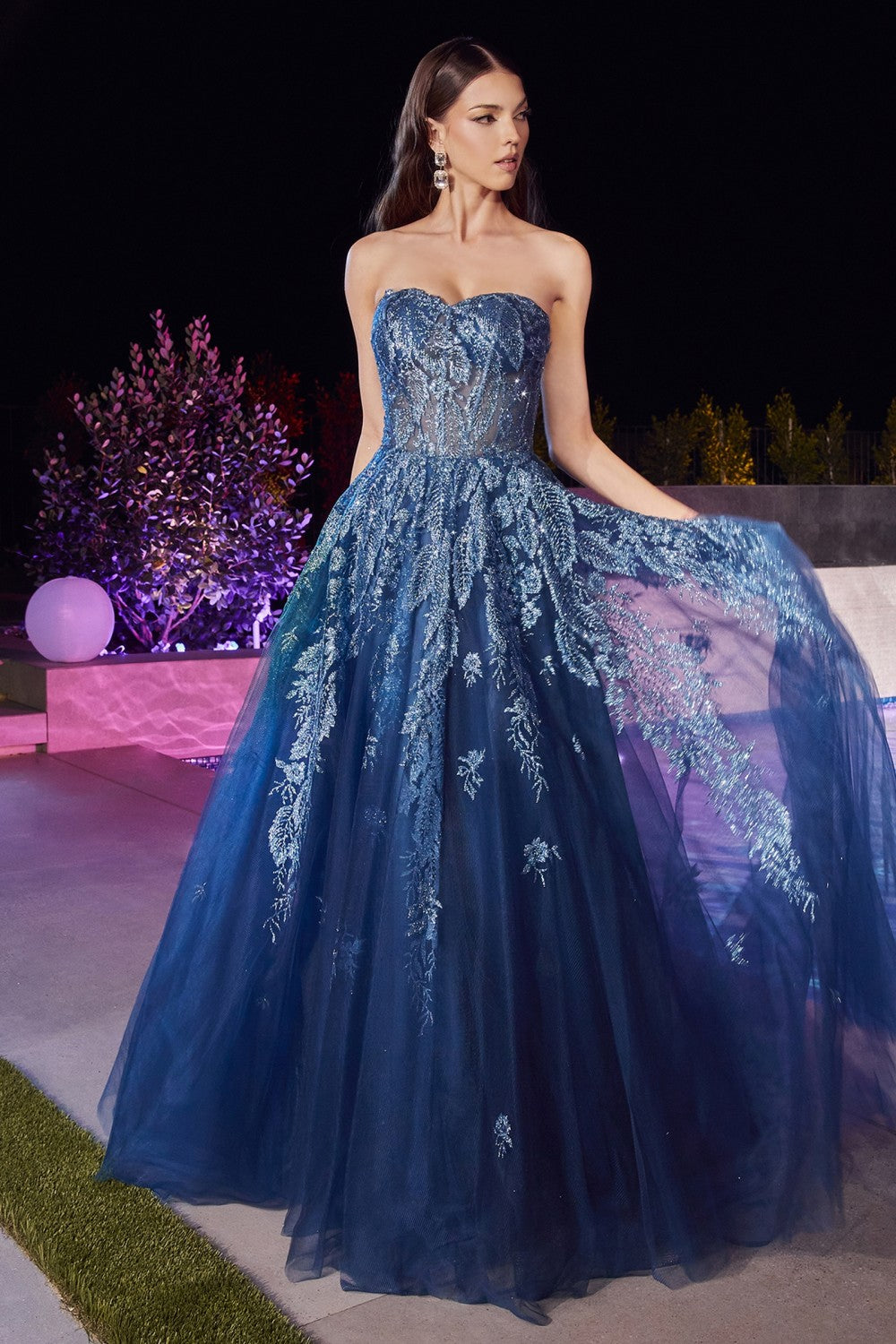 Strapless Layered Tulle Ball Gown By Cinderella Divine -J852