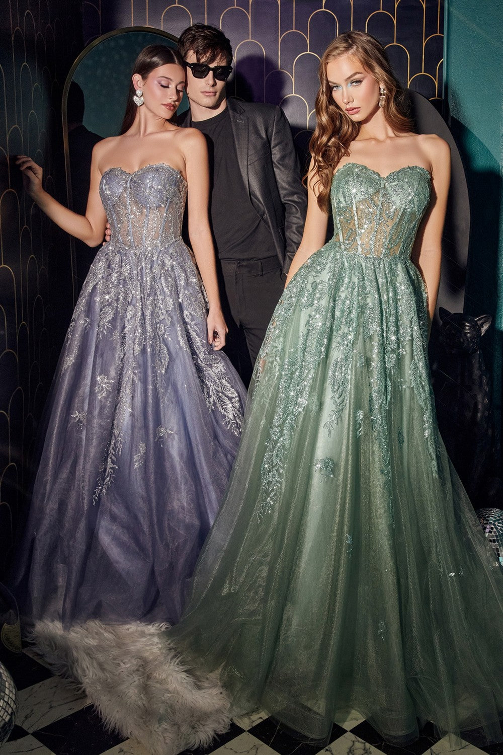 Strapless Layered Tulle Ball Gown By Cinderella Divine -J852