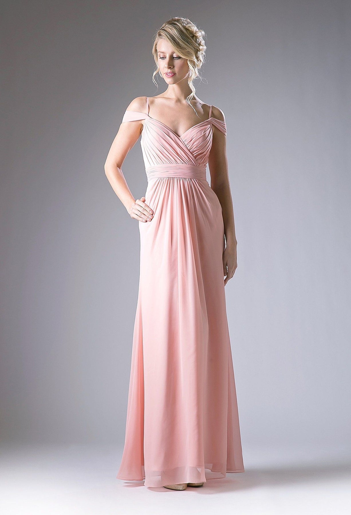 Draping Off-Shoulder Surplice Chiffon Formal Gown Cinderella Divine -CH527