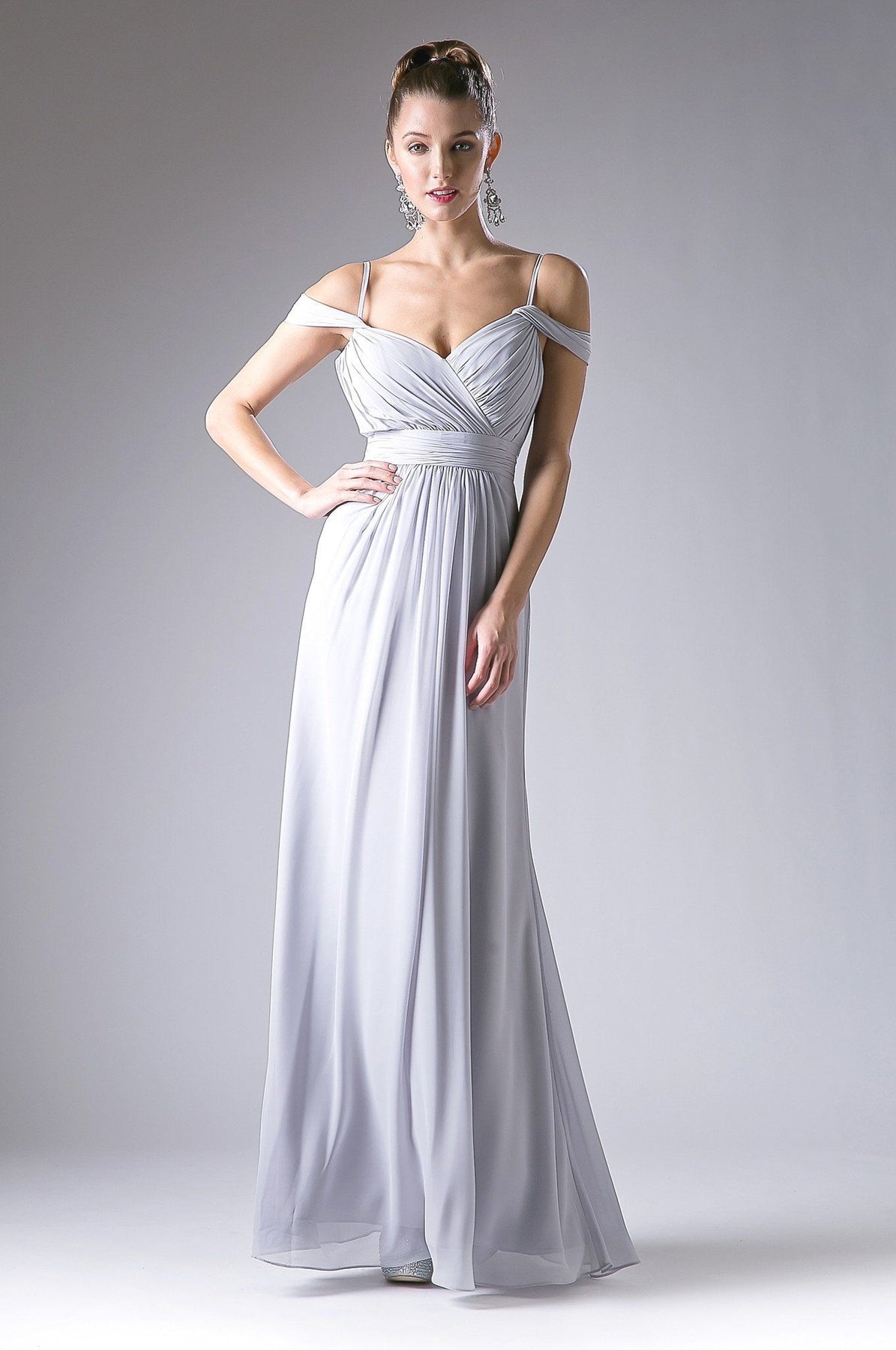Draping Off-Shoulder Surplice Chiffon Formal Gown Cinderella Divine -CH527