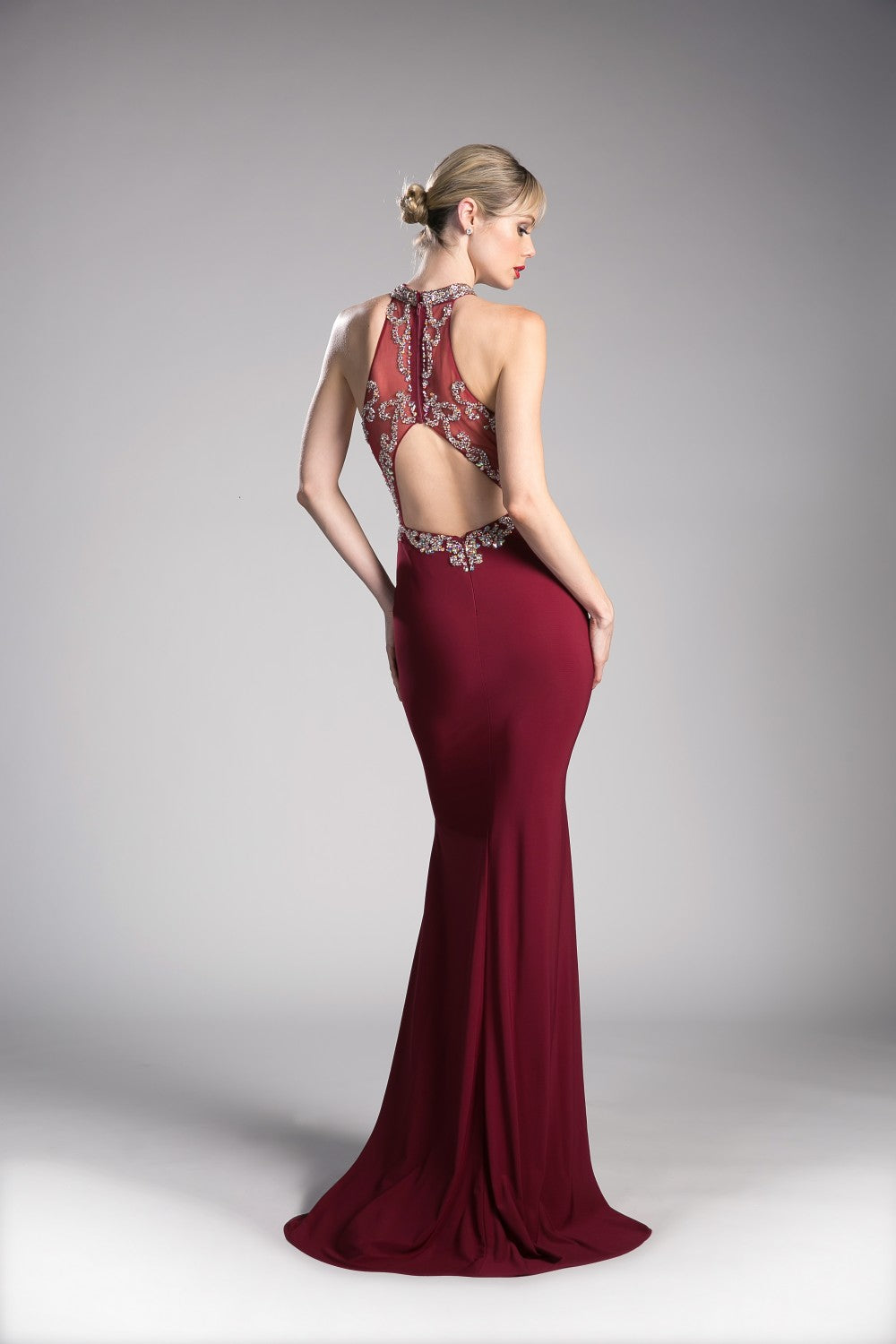 Beaded Stretch Knit Sheath Gown By Cinderella Divine -ML202