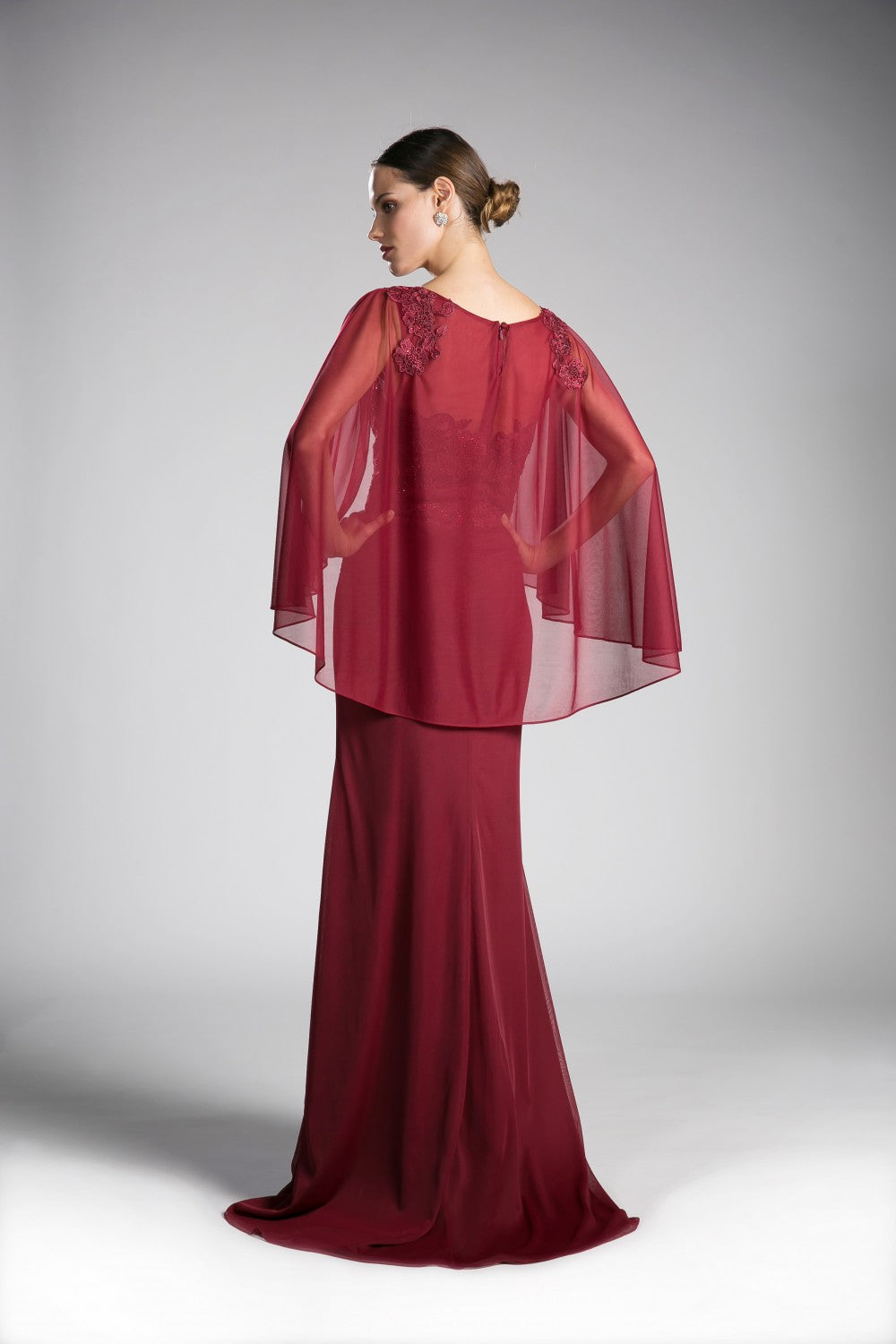 Beaded Lace Chiffon Empire Waist Dress By Cinderella Divine -OC0001
