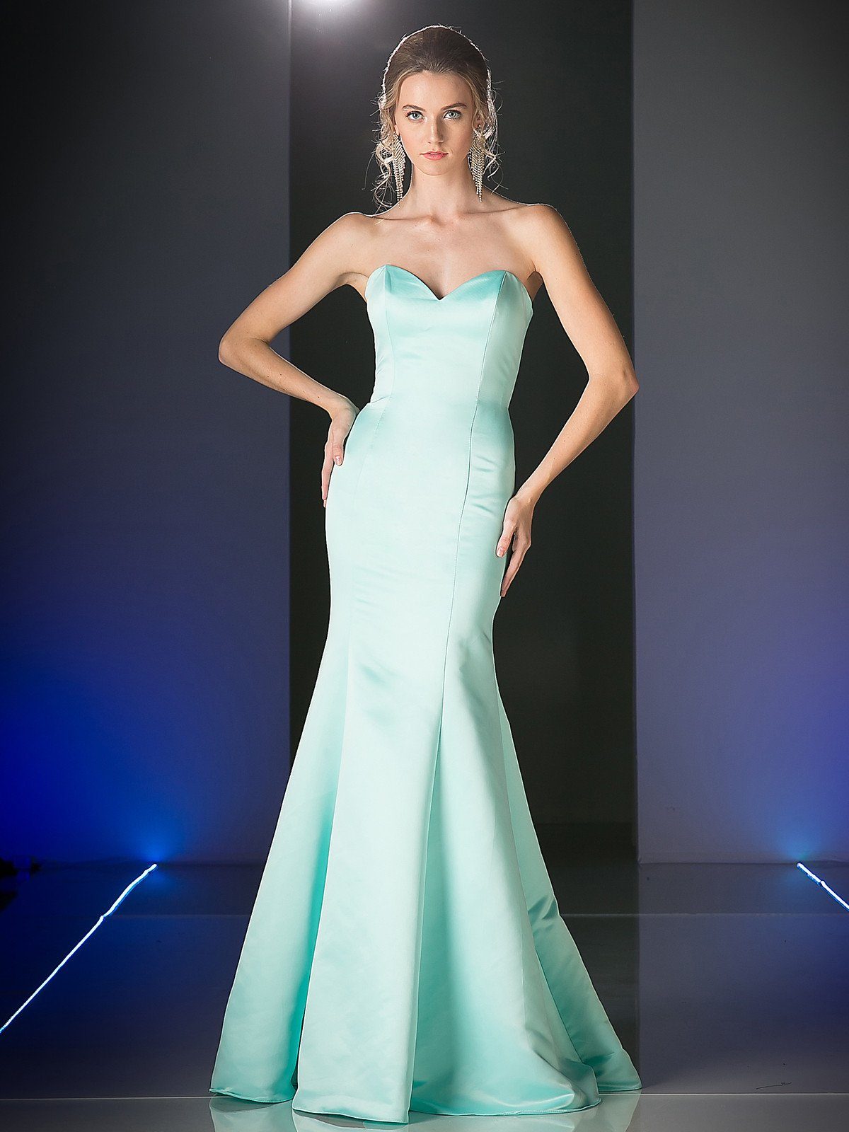Strapless Trumpet Satin Gown by Cinderella Divine -8792
