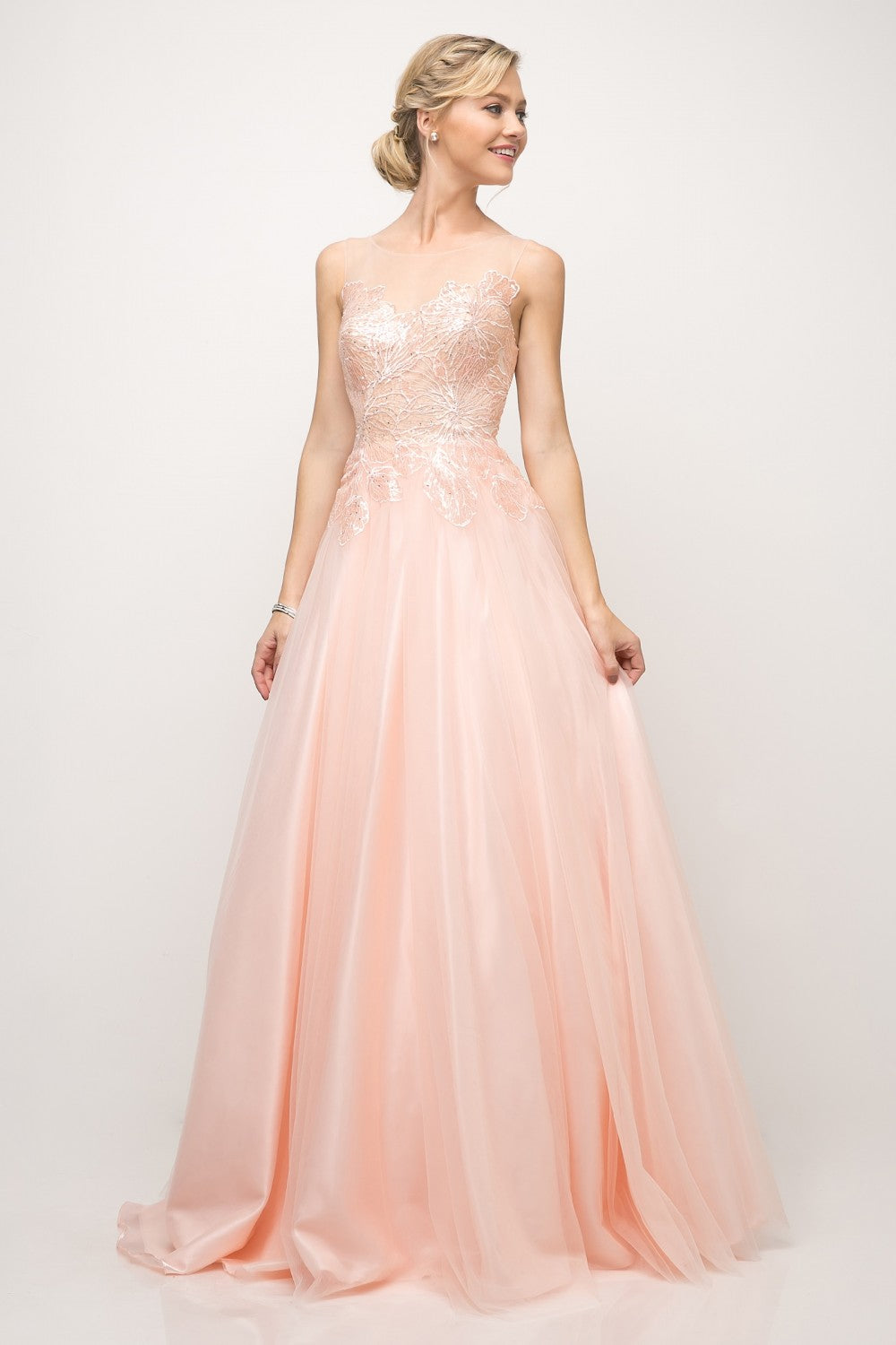 MyFashion.com - A-line tulle gown with lace bodice and illusion neckline(UE009) - Cinderella Divine promdress eveningdress fashion partydress weddingdress 
 gown homecoming promgown weddinggown