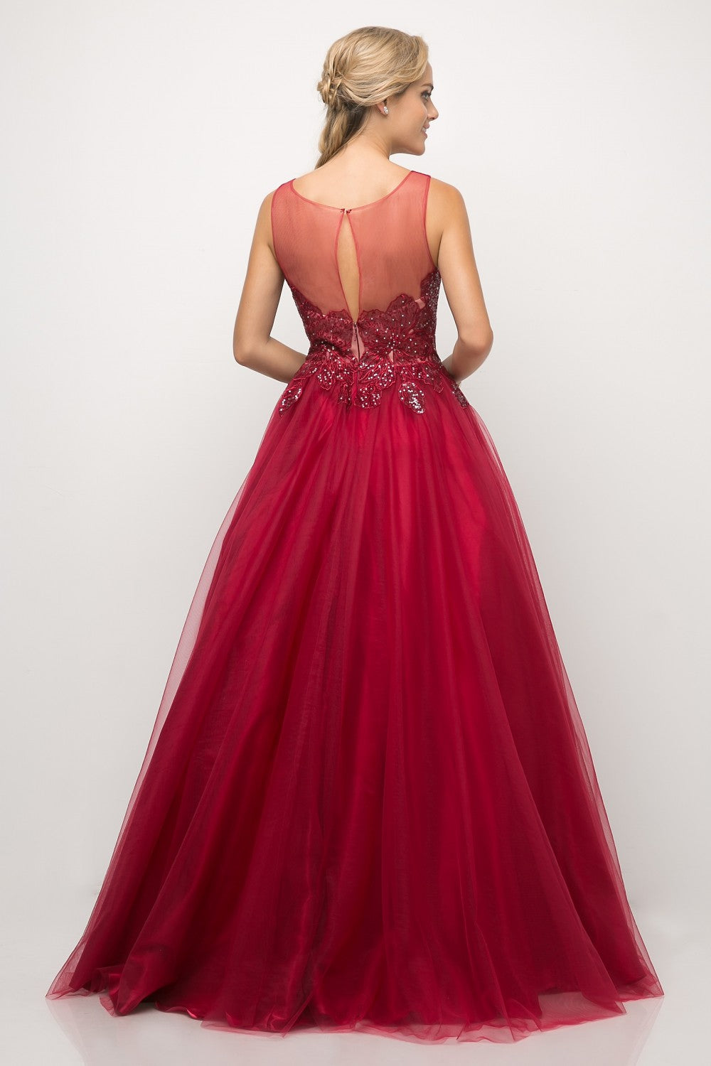 MyFashion.com - A-line tulle gown with lace bodice and illusion neckline(UE009) - Cinderella Divine promdress eveningdress fashion partydress weddingdress 
 gown homecoming promgown weddinggown