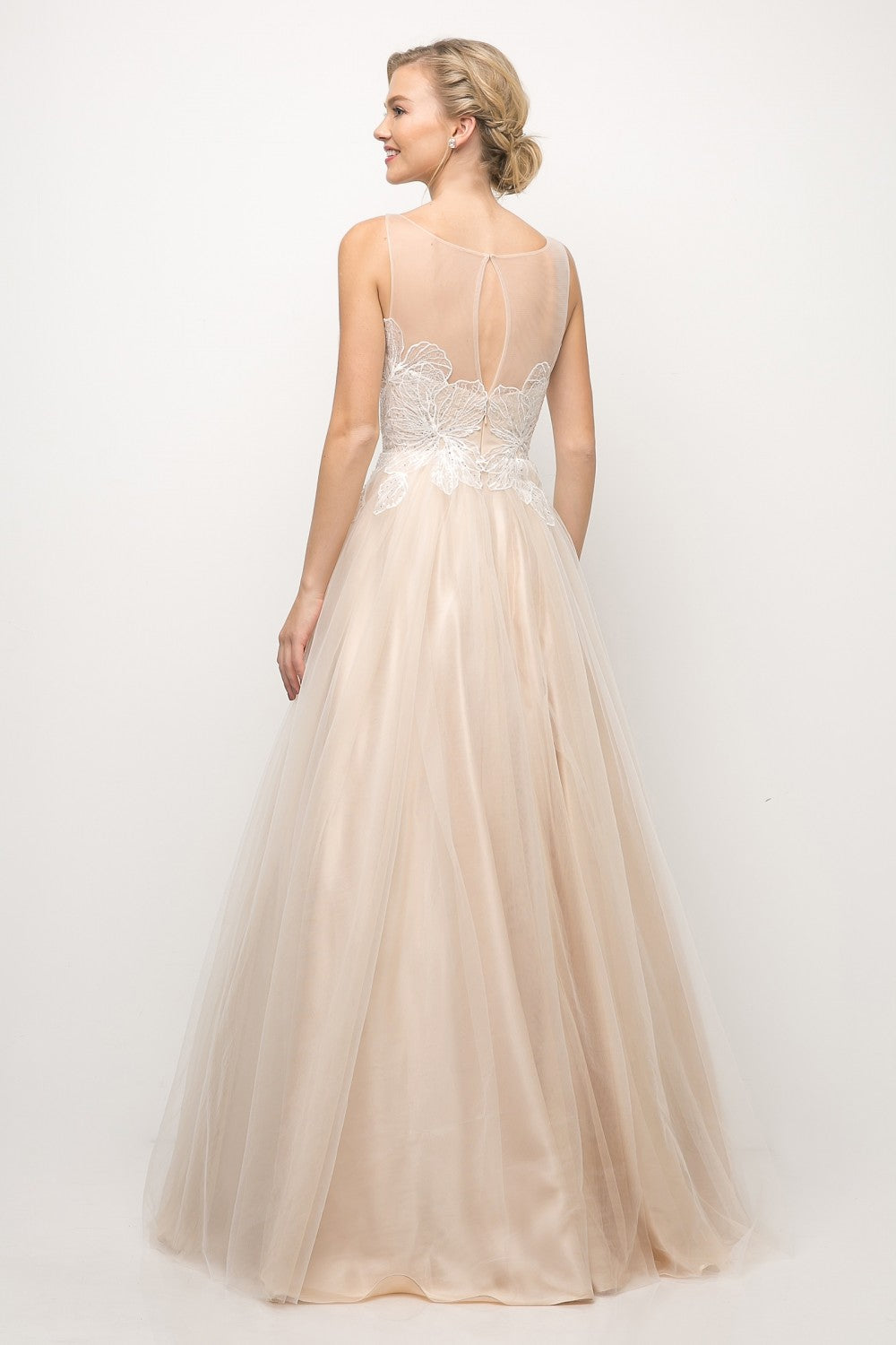 MyFashion.com - A-line tulle gown with lace bodice and illusion neckline(UE009) - Cinderella Divine promdress eveningdress fashion partydress weddingdress 
 gown homecoming promgown weddinggown