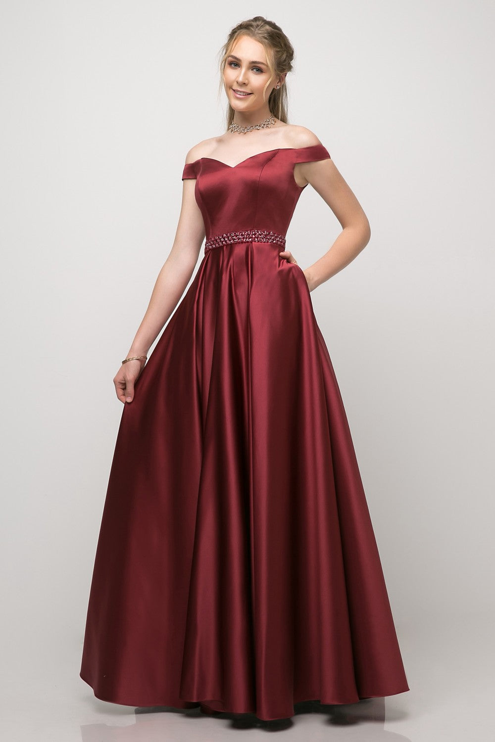 MyFashion.com - Off the shoulder satin ball gown with beaded belt and pockets.(UT257) - Cinderella Divine promdress eveningdress fashion partydress weddingdress
gown homecoming promgown weddinggown