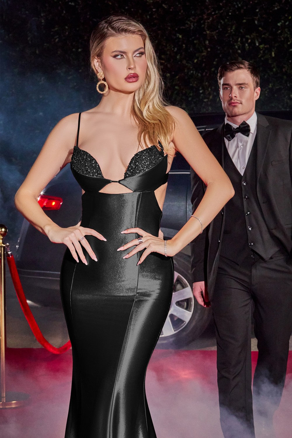 Satin Gown With Embellishment By Cinderella Divine -Y030