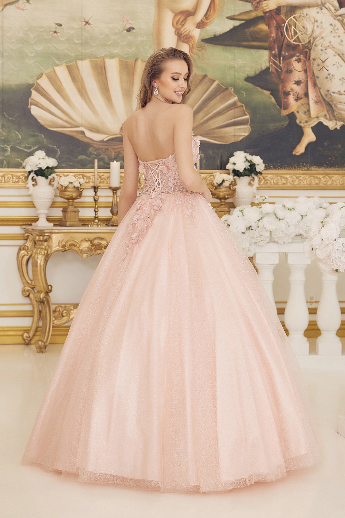Nox Anabel -Cu1192 Floral Strapless Ball Gown