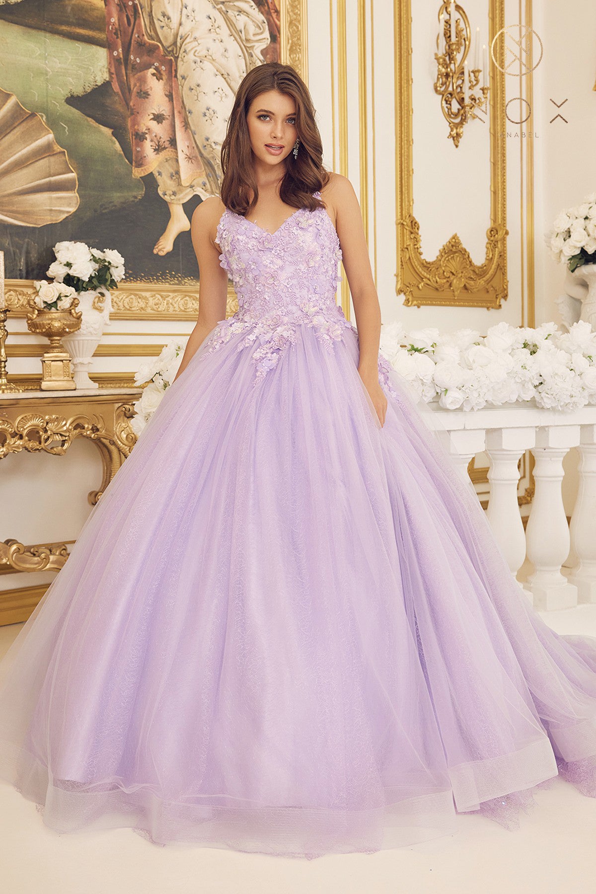 Nox Anabel -Cu1115 Floral Sleeveless Ball Gown
