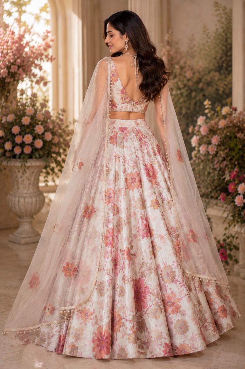 MyFashion -LIB26010 Blush Bloom Printed Chinon Lehenga Set with Chinon Dupatta Collection