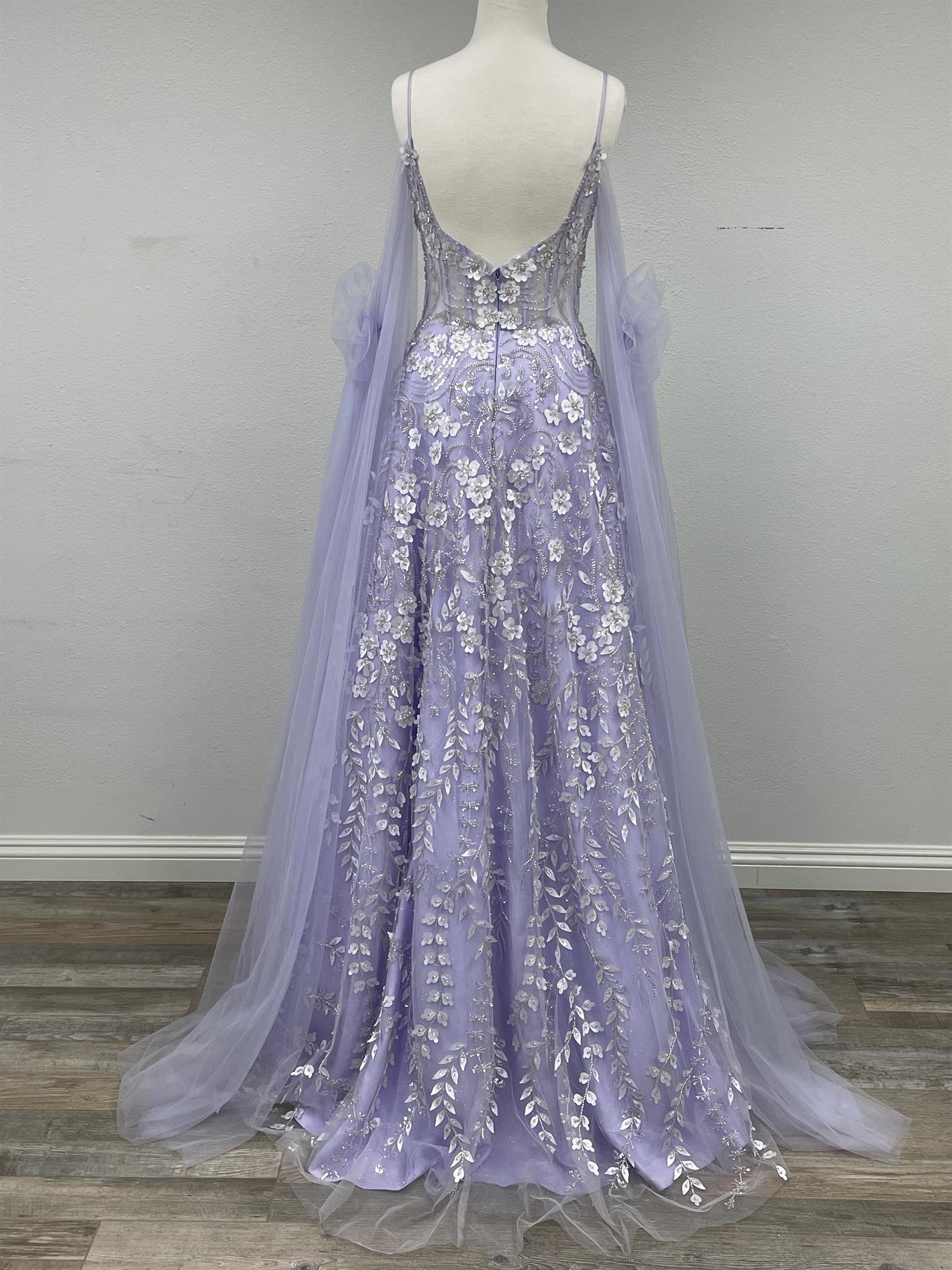 Nox Anabel -E1281 Floral Cold-Shoulder A-Line Dress