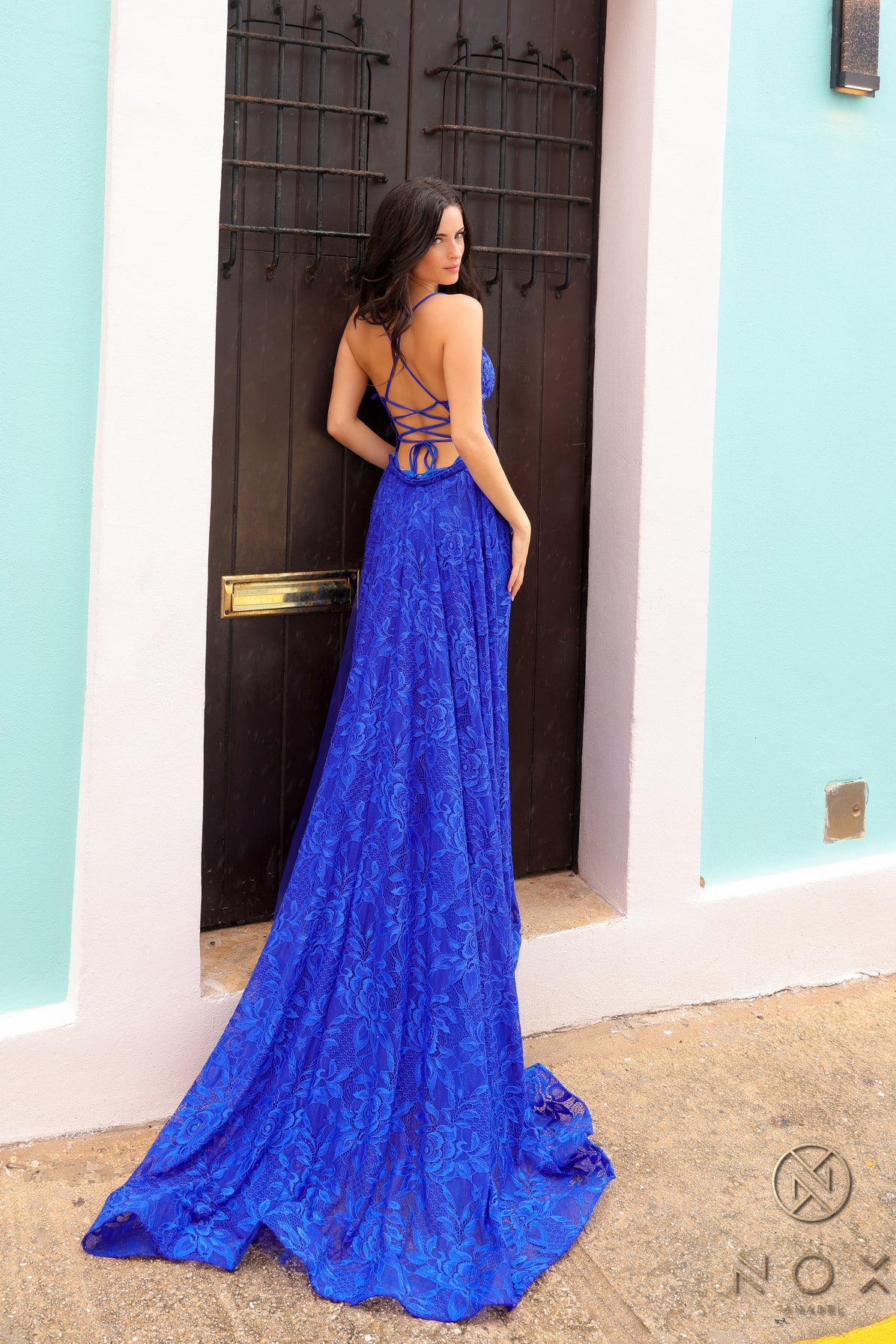 Nox Anabel -G1353 V-Neck Beaded Mermaid Dress