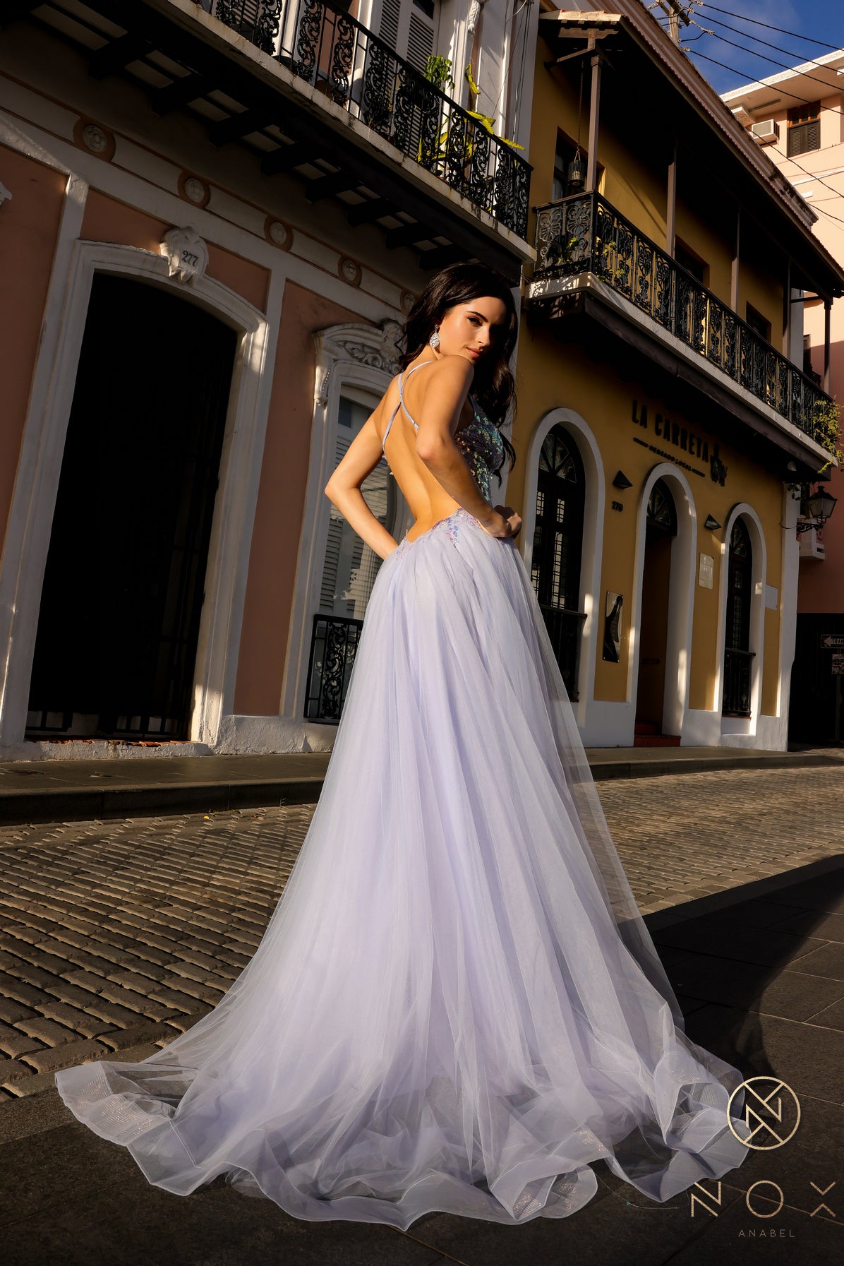 Nox Anabel -G1354 V-Neck Corset Prom Dress