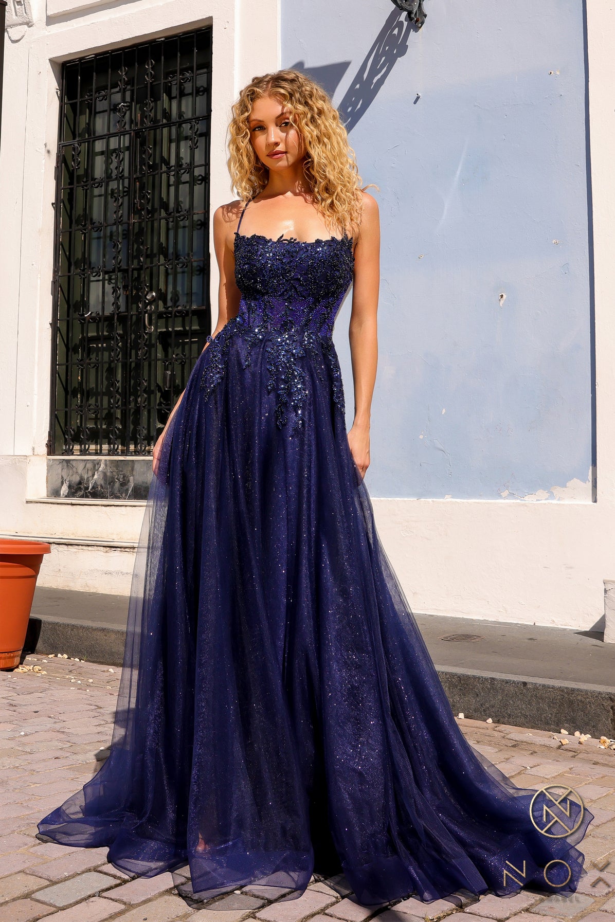 Nox Anabel -G1405 Lace Embellished A-Line Dress