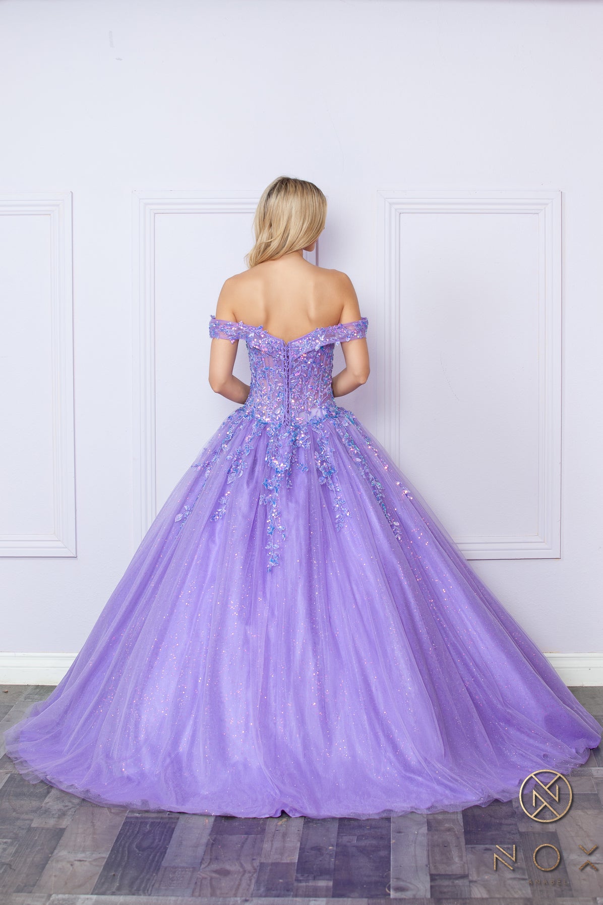 Nox Anabel -H1349 Sweetheart Neck Off-Shoulder Corset Prom Ballgown