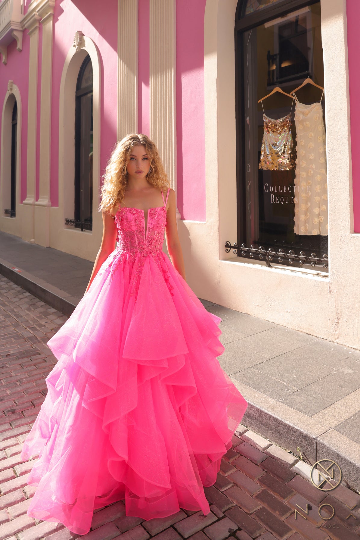 Nox Anabel -H1351 Tiered Ruffle A-Line Prom Dress