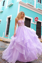 Nox Anabel -H1351 Tiered Ruffle A-Line Prom Dress