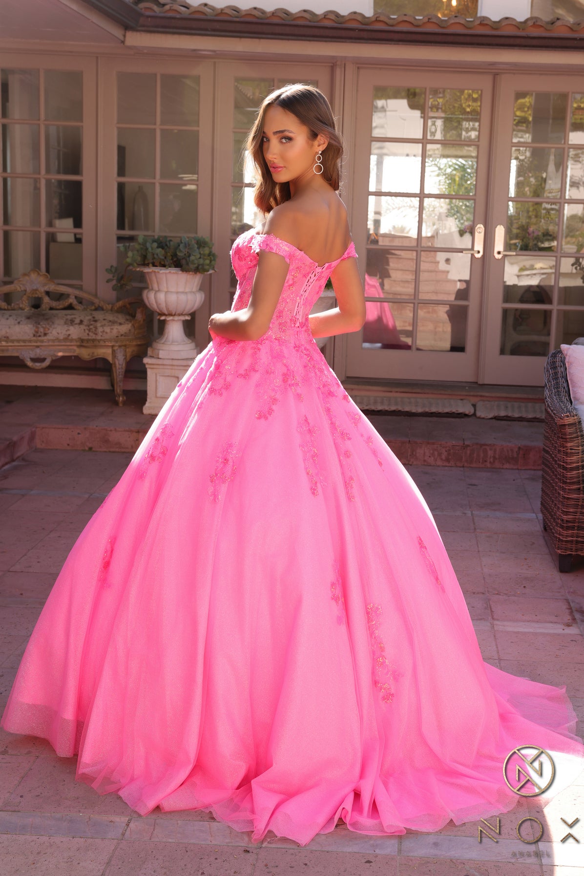 Nox Anabel -H1352 Corset Off-Shoulder Quinceanera Ballgown