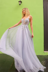 Nox Anabel -Q1391 Floral Embroidery Sleeveless Prom Dress
