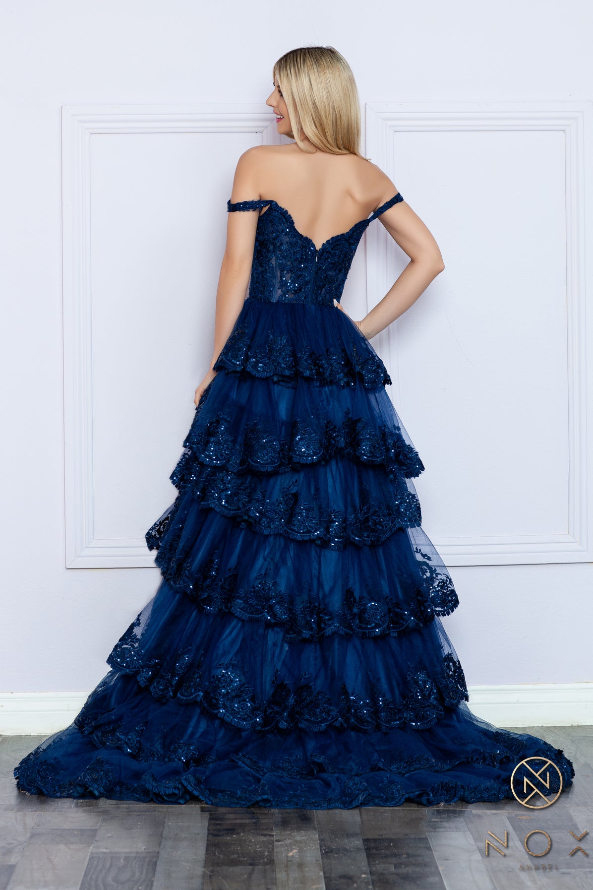 Nox Anabel - R1299 Sweetheart Neck Sheer Corset Prom Dress