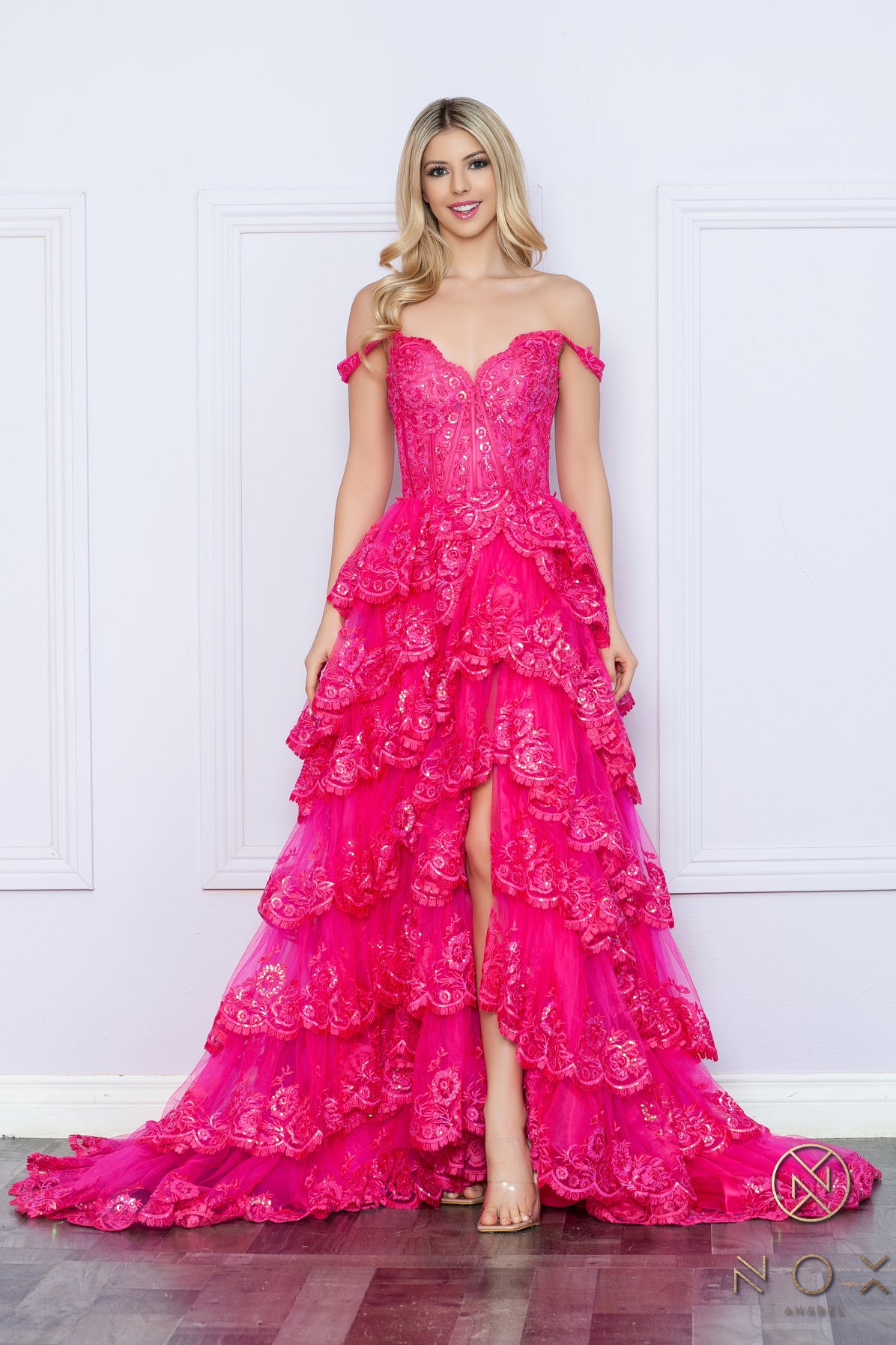 Nox Anabel - R1299 Sweetheart Neck Sheer Corset Prom Dress