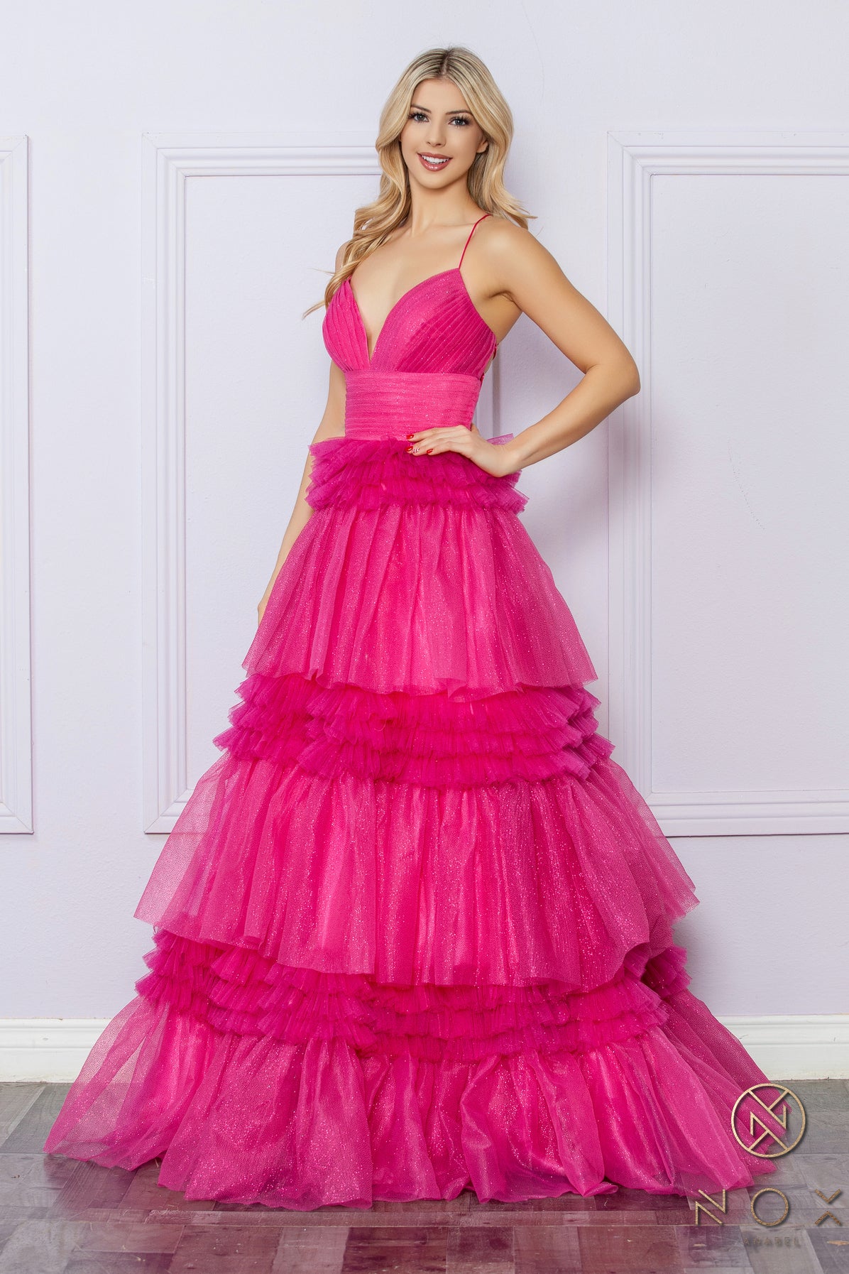 Nox Anabel -R1316 Sleeveless Layered Tulle Prom Gown