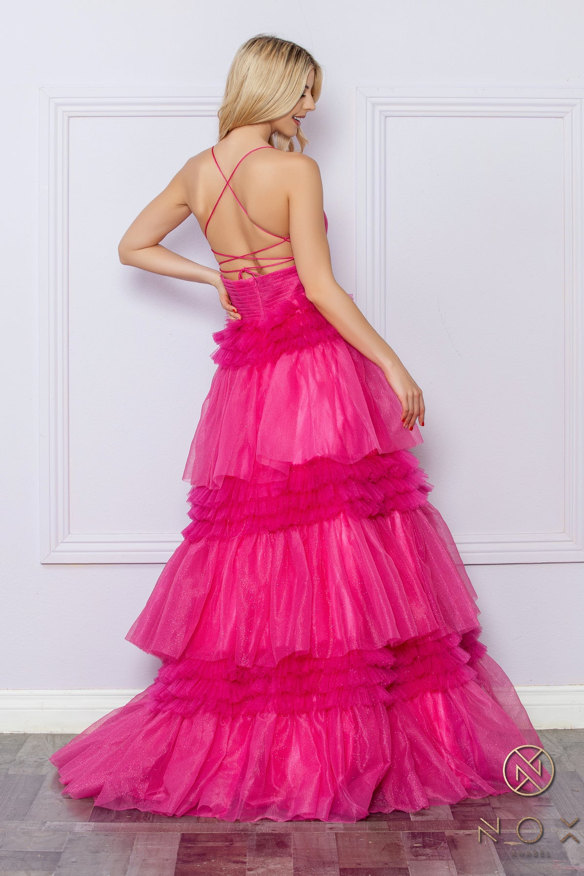 Nox Anabel -R1316 Sleeveless Layered Tulle Prom Gown
