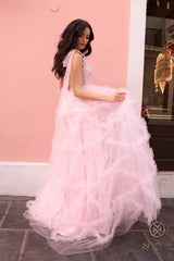 Nox Anabel -T1340 Basque Waist Ruffled A-Line Prom Dress