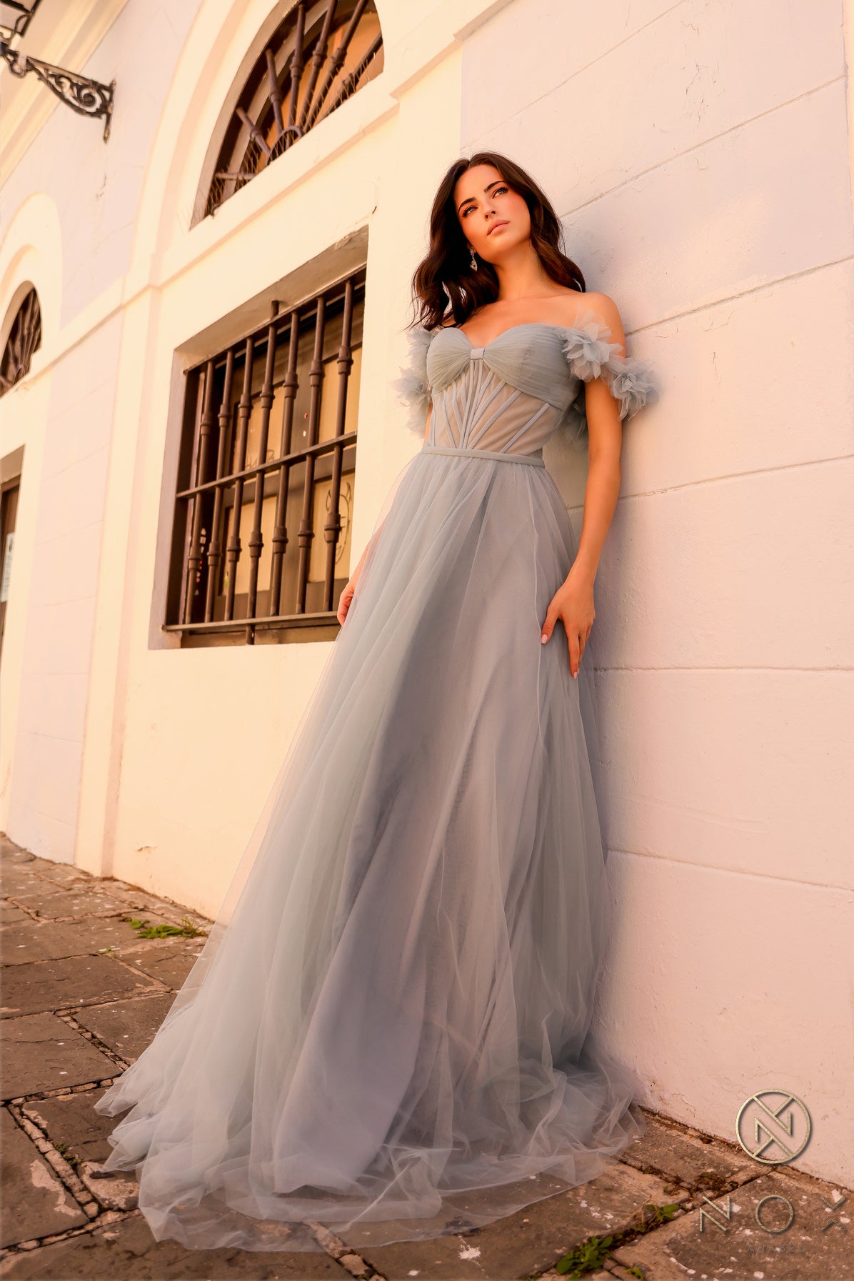 Nox Anabel -Y1474 Corset Off-Shoulder Prom Dress