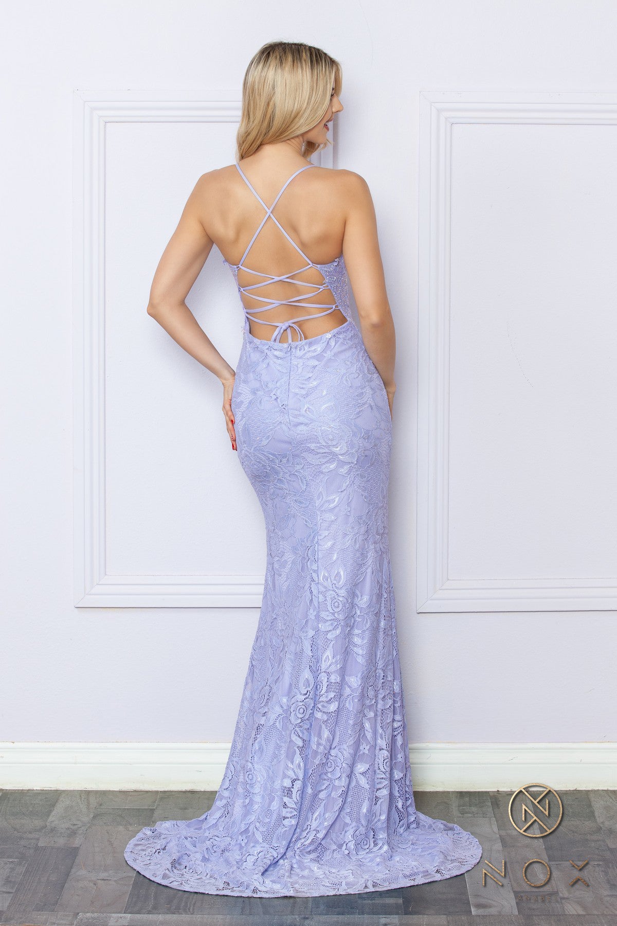 Nox Anabel -G1353 V-Neck Beaded Mermaid Dress
