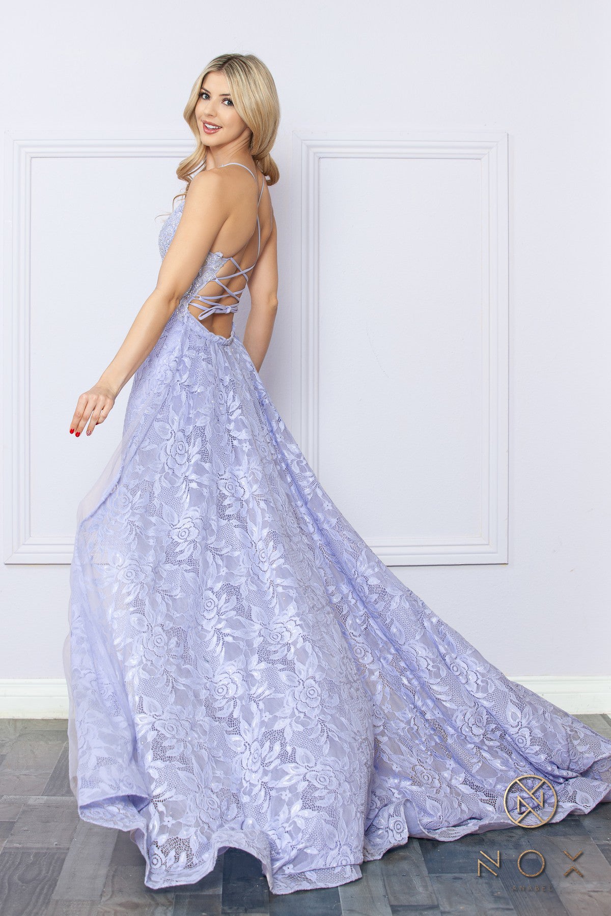 Nox Anabel -G1353 V-Neck Beaded Mermaid Dress