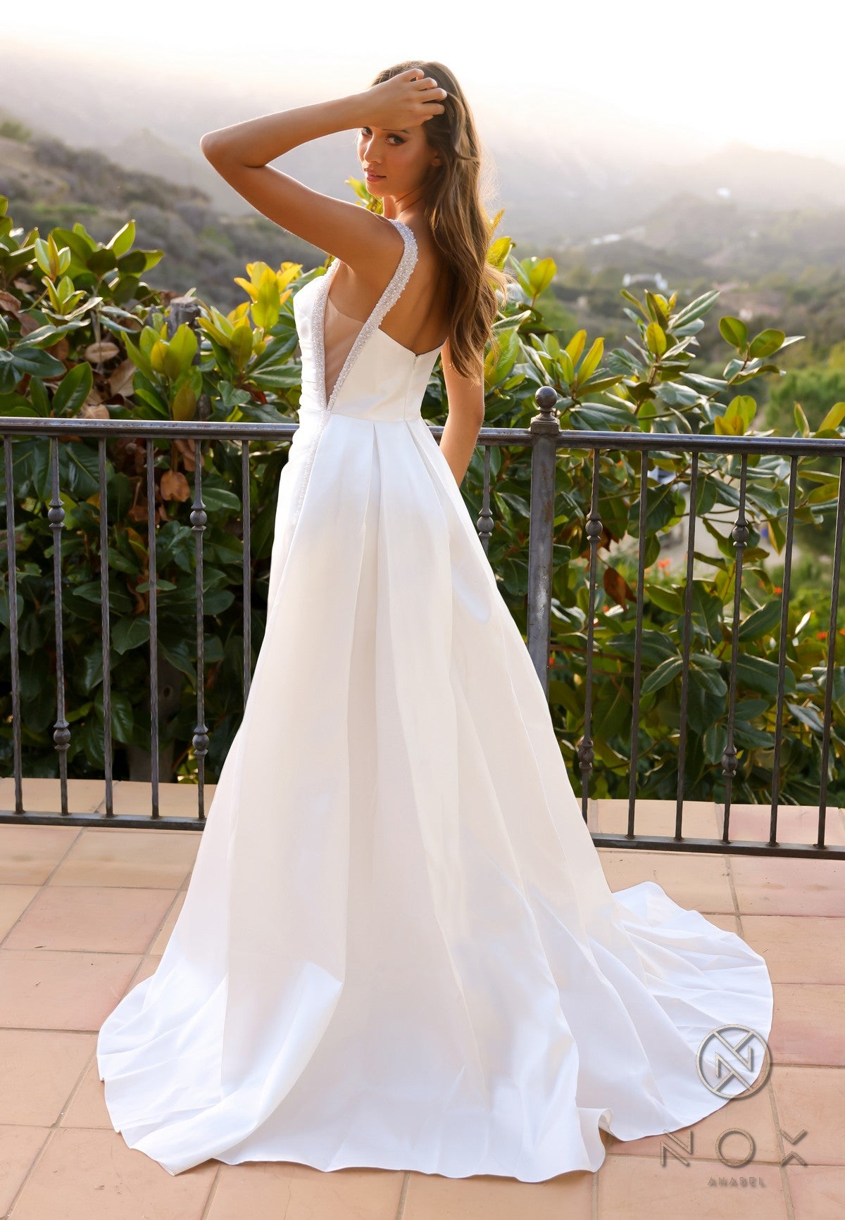 Nox Anabel -JE993 Sleeveless Square Neck Trumpet Bridal Gown