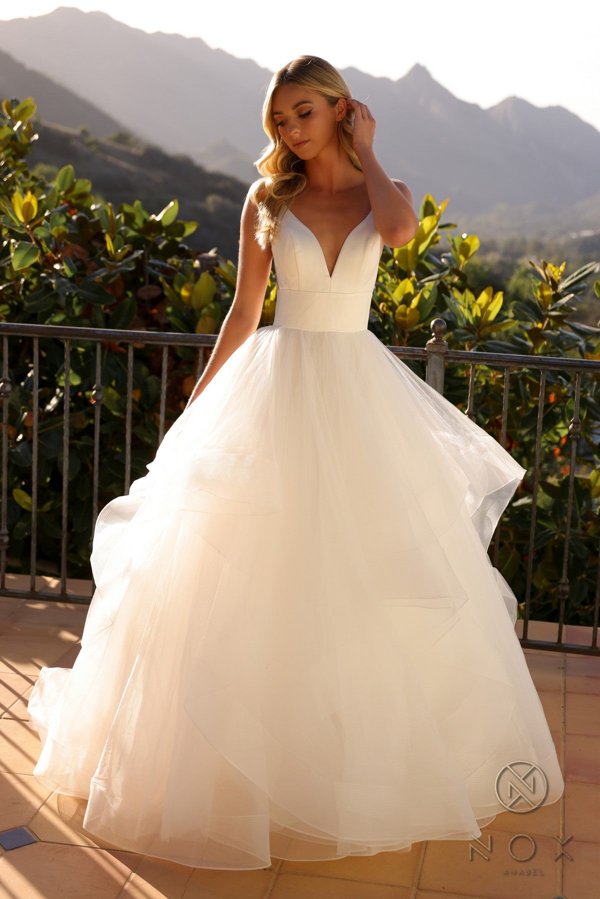 Nox Anabel -JE997 Sleeveless Layered Wedding Gown