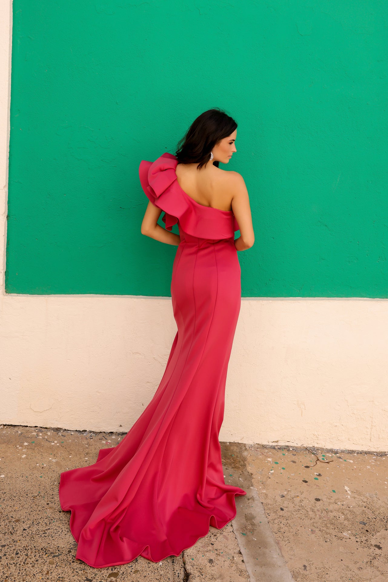 Ruffled One Shoulder Gown By Nox Anabel -E467 - MyFashion.com
