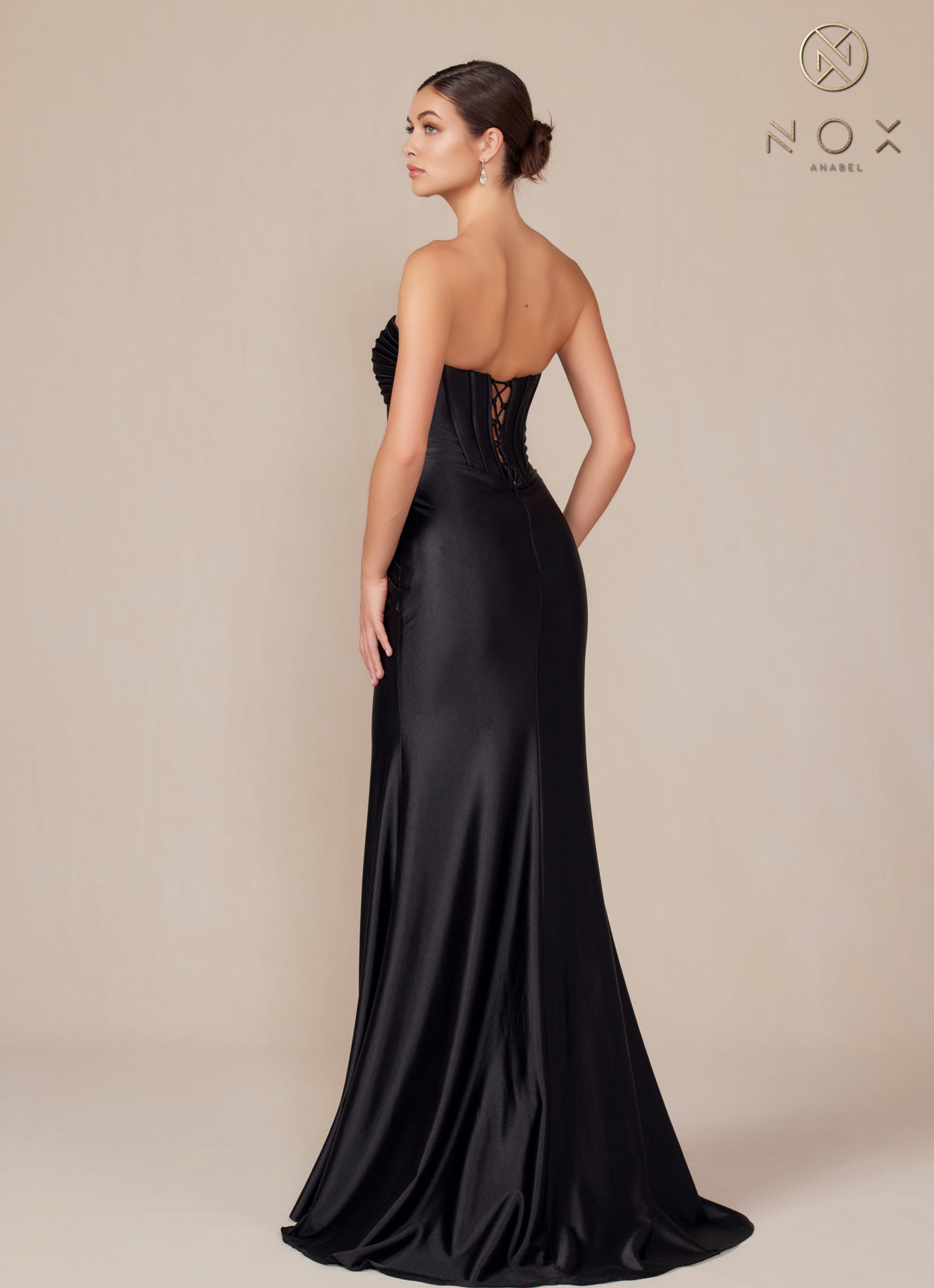 Nox Anabel -T1500 Fitted Strapless Satin Sheath Dress