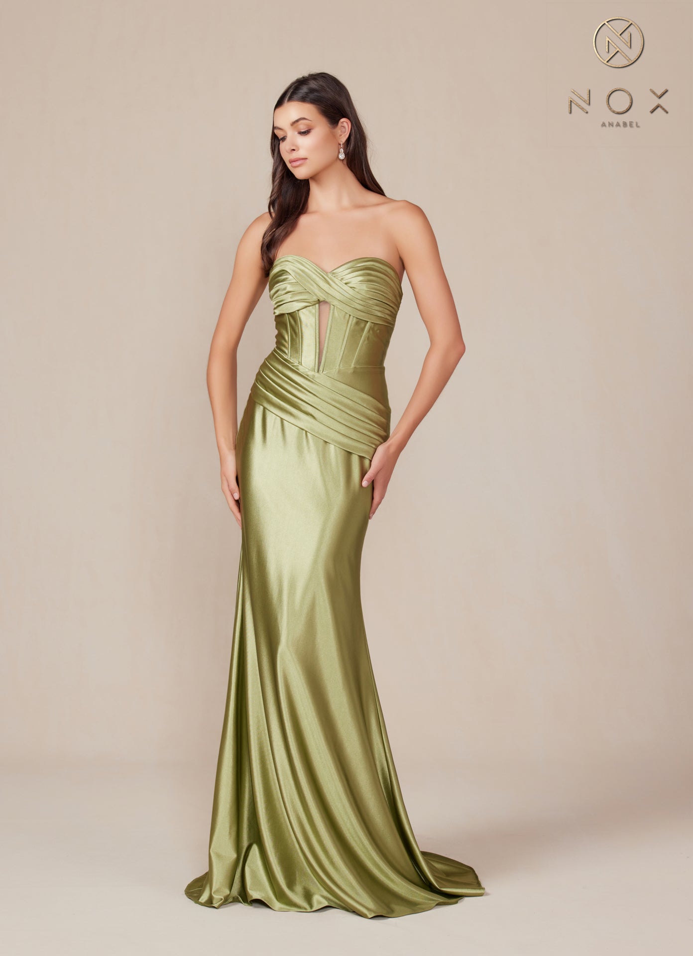 Nox Anabel -T1500 Fitted Strapless Satin Sheath Dress