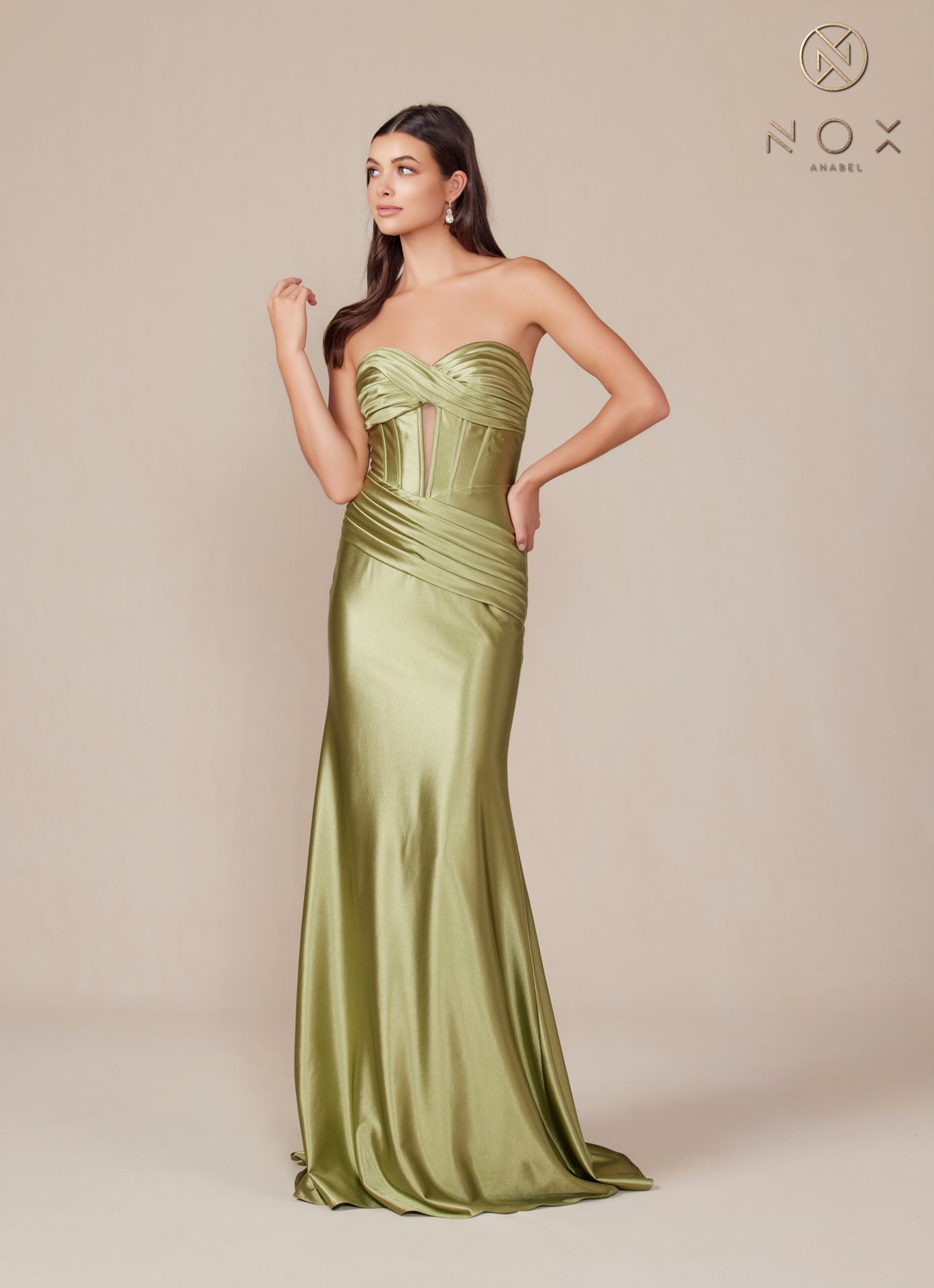 Nox Anabel -T1500 Fitted Strapless Satin Sheath Dress