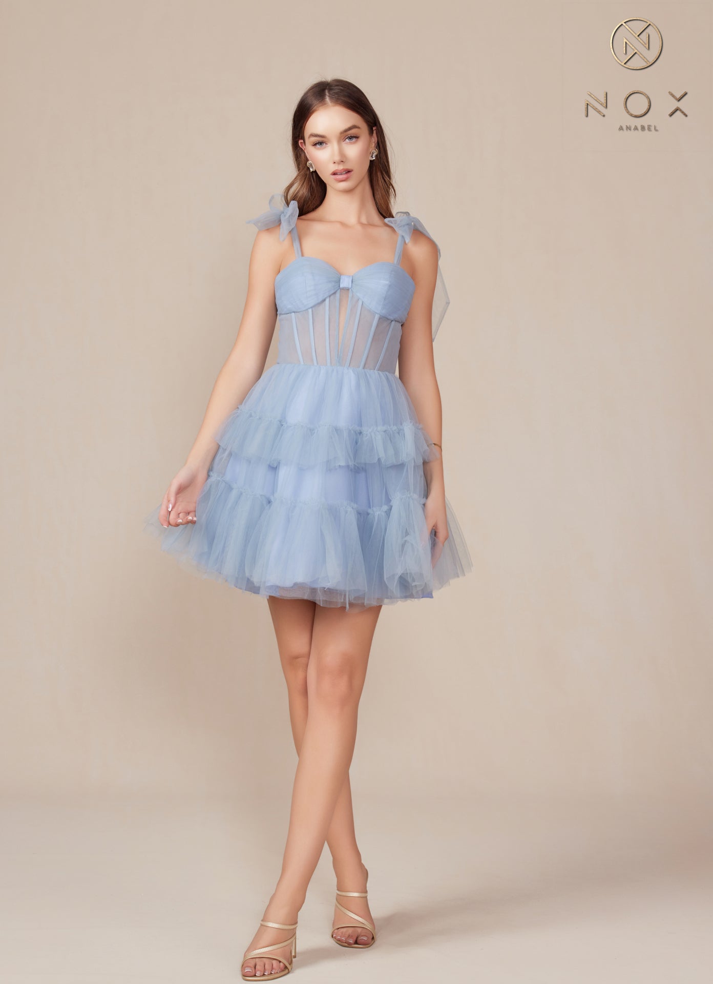 Nox Anabel -Y858 Sweetheart Tiered A-Line Short Dress