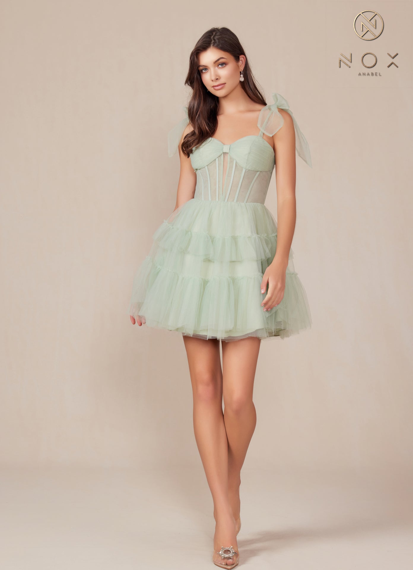 Nox Anabel -Y858 Sweetheart Tiered A-Line Short Dress