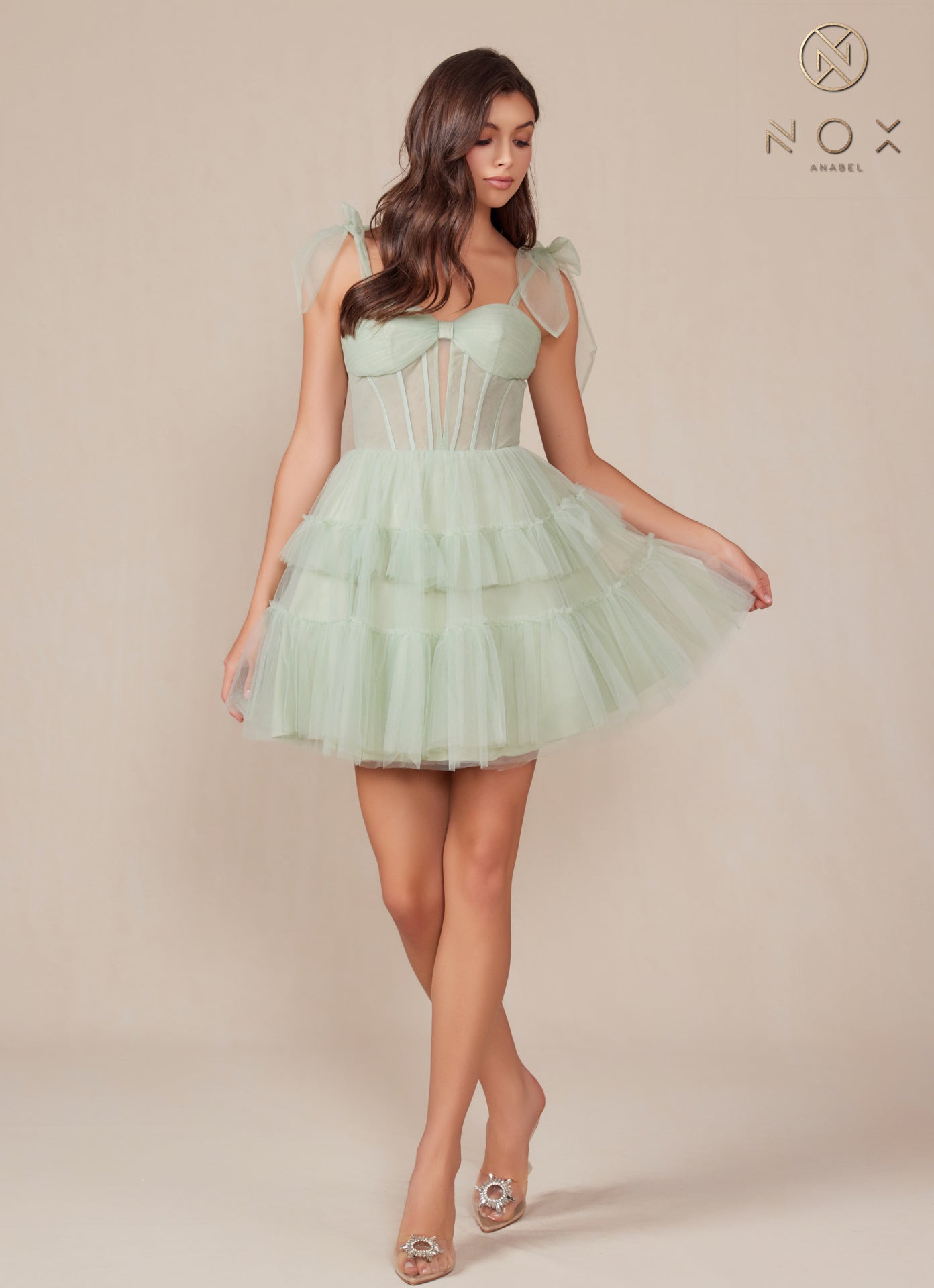 Nox Anabel -Y858 Sweetheart Tiered A-Line Short Dress