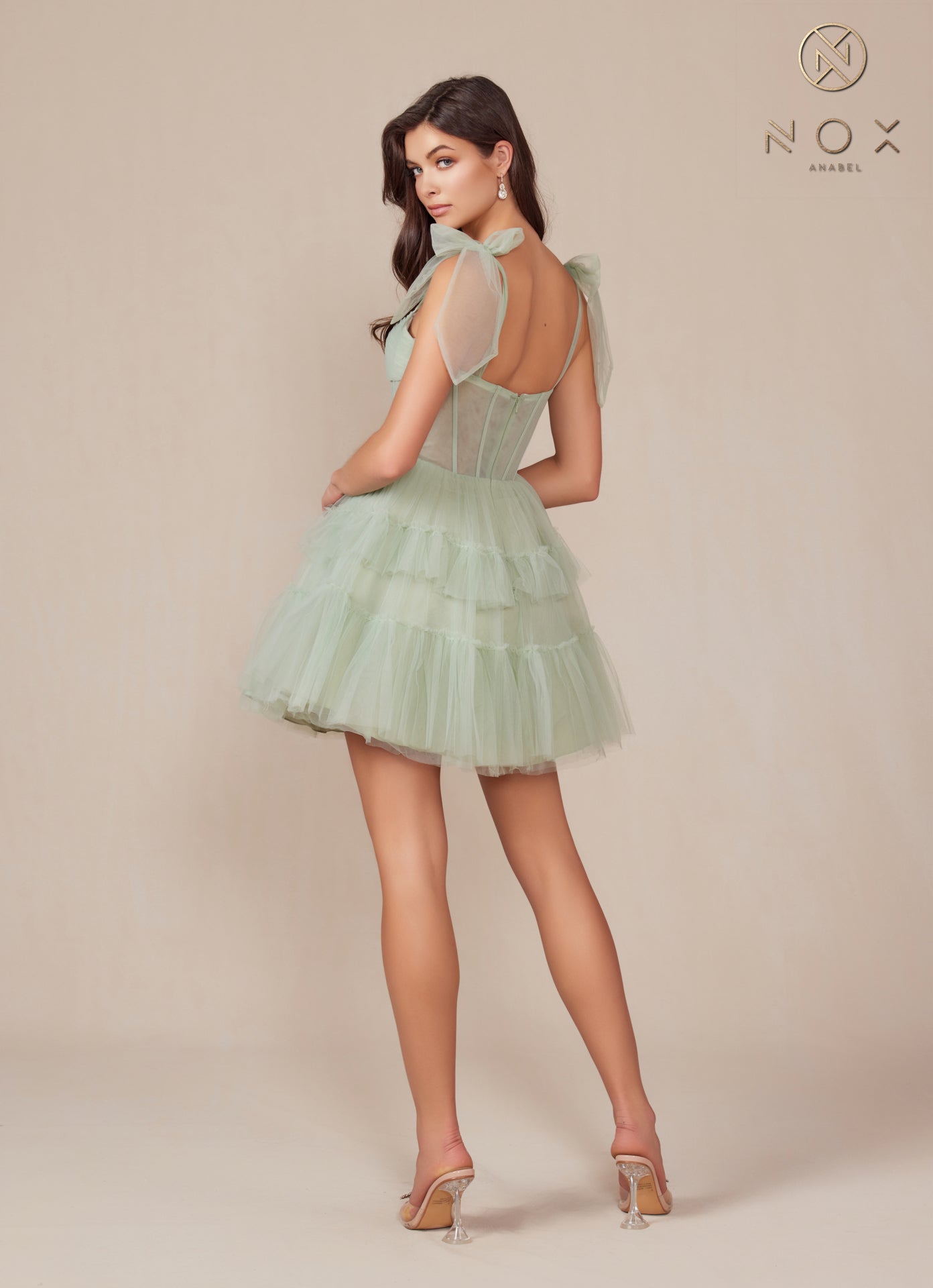 Nox Anabel -Y858 Sweetheart Tiered A-Line Short Dress